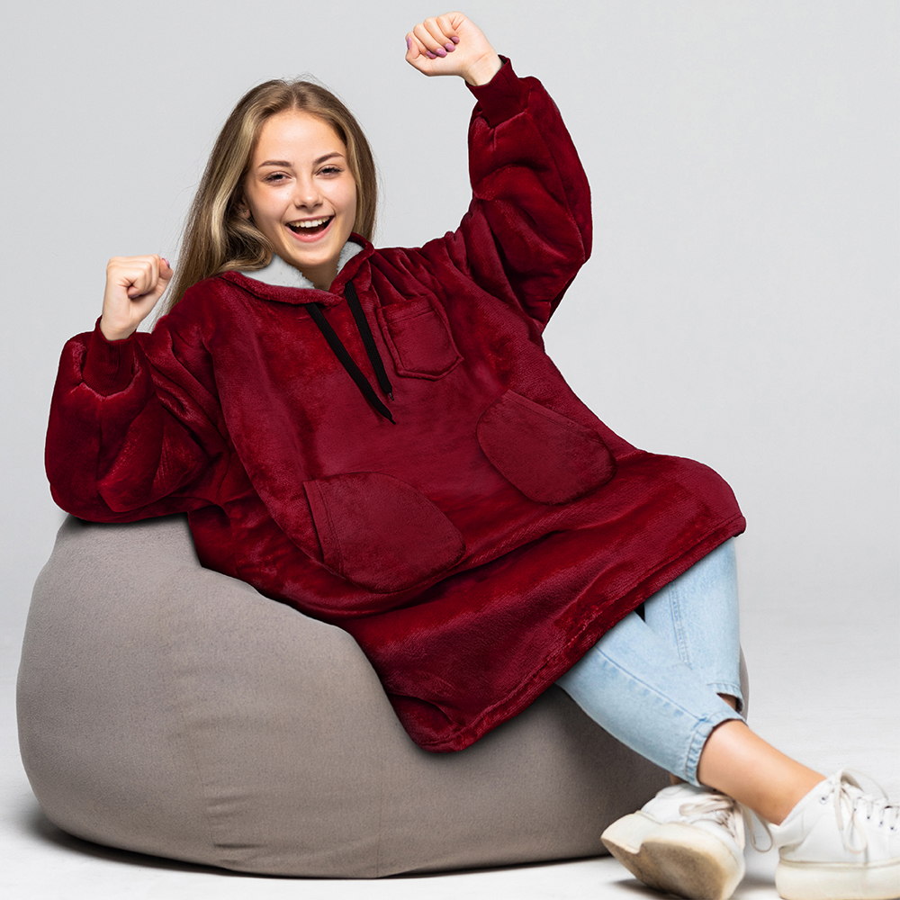 Blanket Sweatshirt Sherpa Lining Comfy Fleece Oversized Hoodie for Kids Teens - Picture 70 of 71