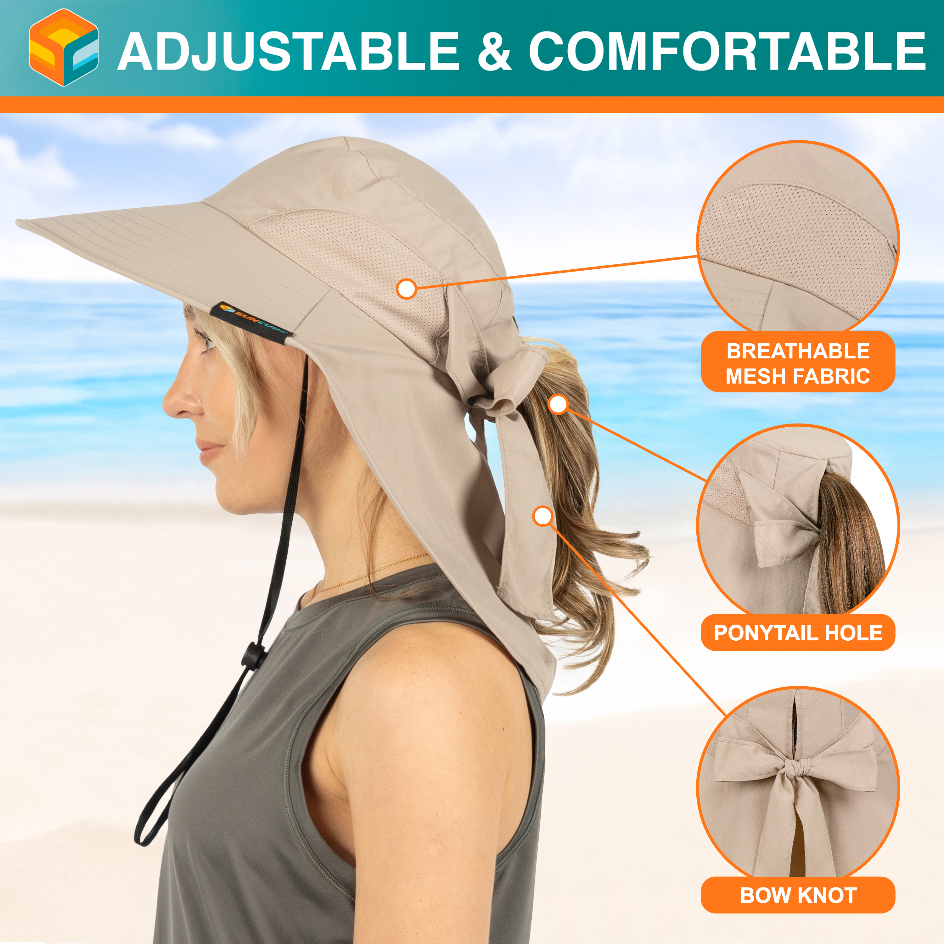 Sombrero para el Sol con Solapa para el Cuello Ala Ancha Sombrero para Senderismo 50+UPF Hombres Mujeres Pesca Safari FPS - Imagen 116 de 128