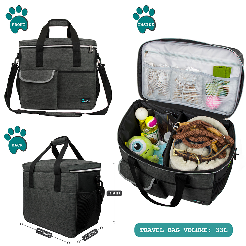 Pet Supply Travel Bag Set Weekend Tote Dog Gear Food Carrier Accessory Organizer - Picture 6 of 59