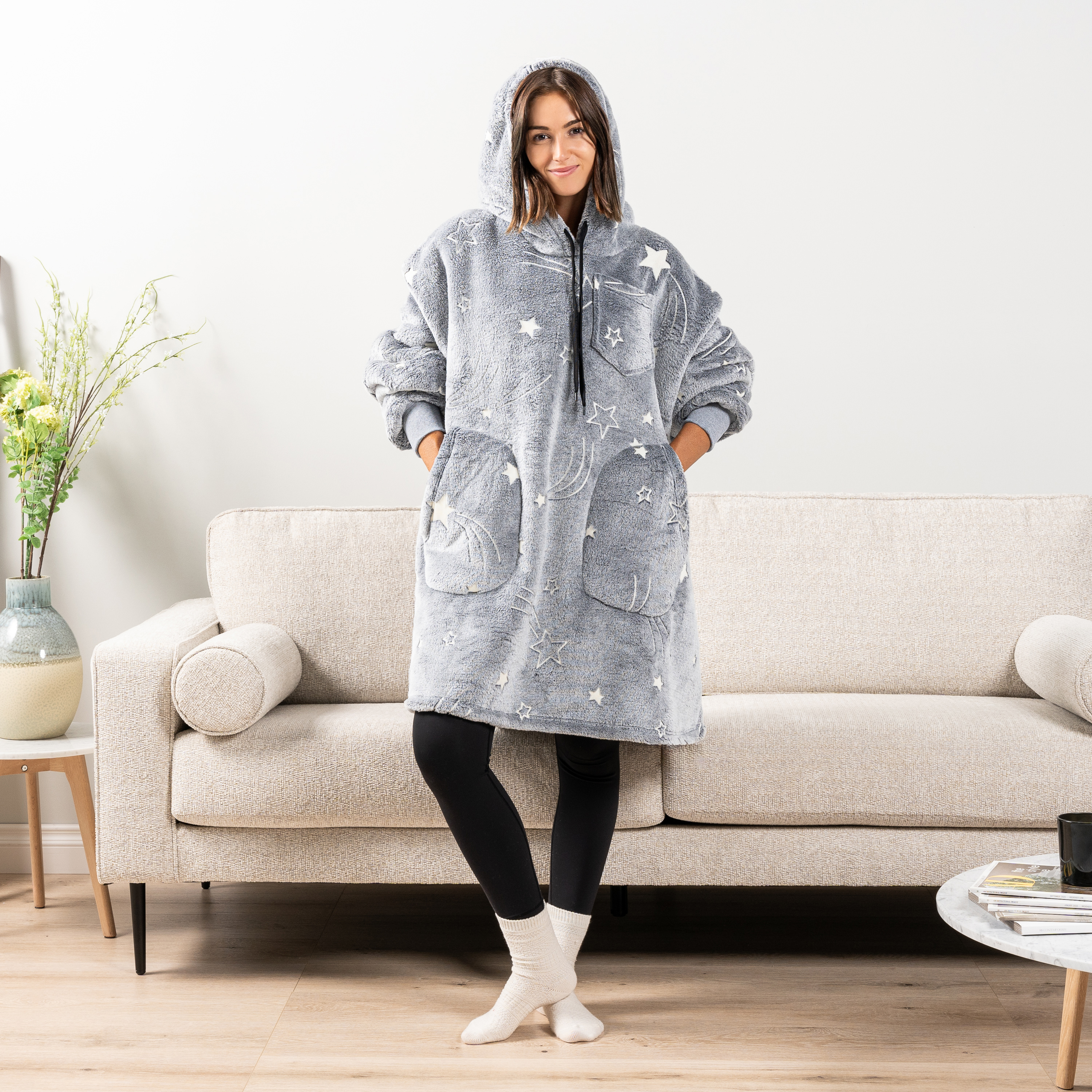 Manta Sudadera Sherpa Forro Felpa Suave Cómoda Vellón Gran Tamaño Sudadera con Capucha Bolsillo - Imagen 42 de 118
