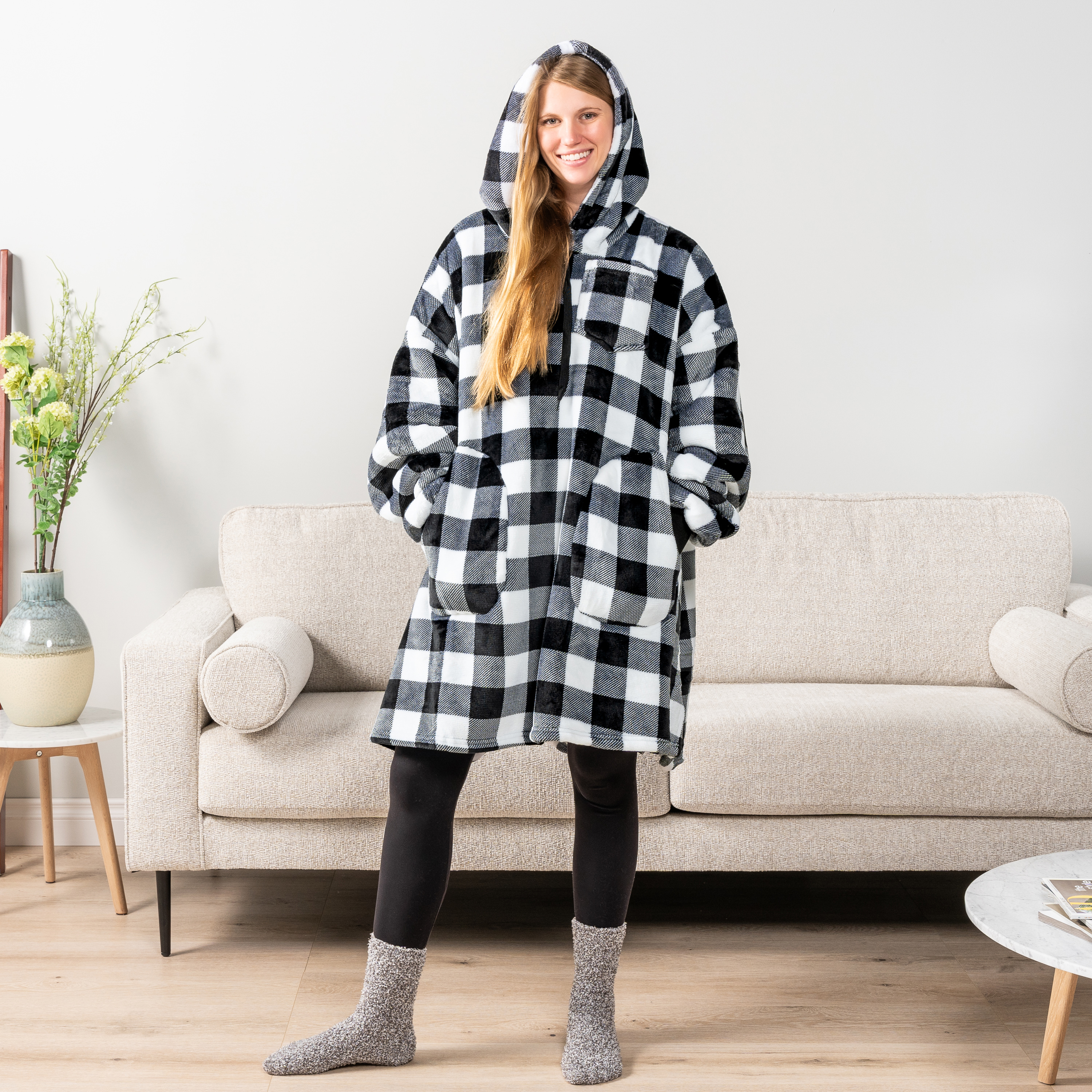 Manta Sudadera Sherpa Forro Felpa Suave Cómoda Vellón Gran Tamaño Sudadera con Capucha Bolsillo - Imagen 34 de 118
