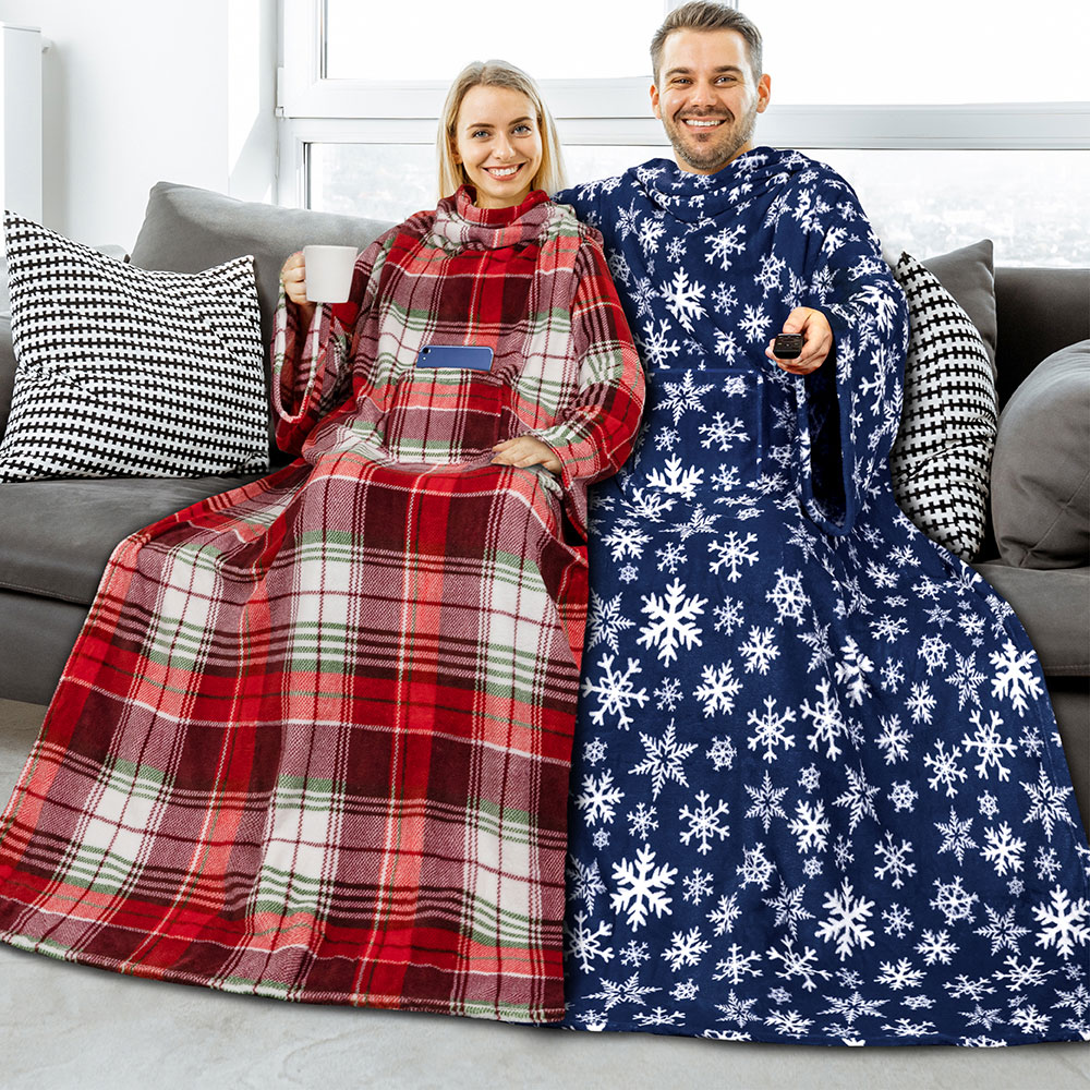 Manta portátil de Navidad con mangas de lana suave vestido acurrucado sofá sofá sofá sofá - Imagen 5 de 57