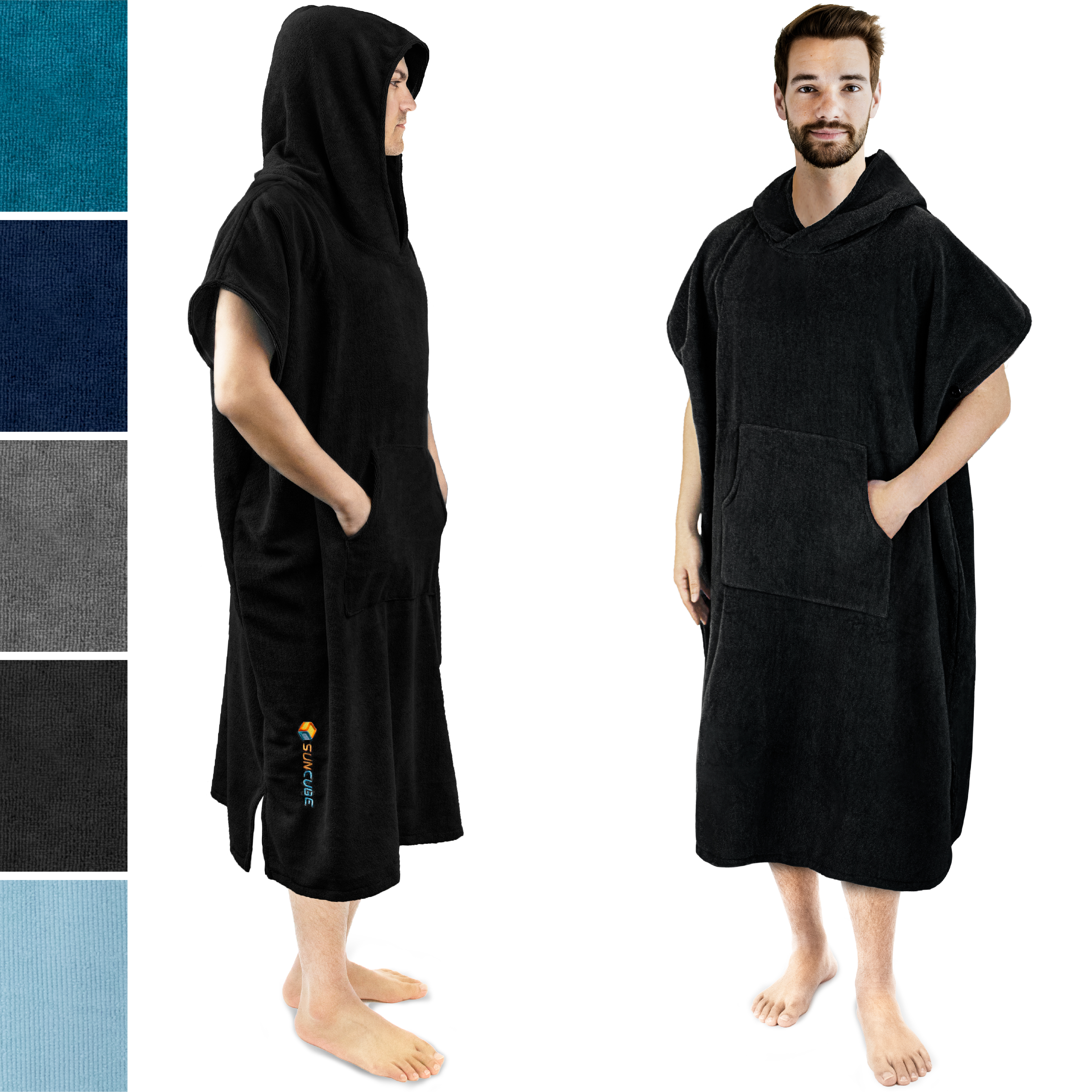 Women Men  Thick Beach Robe Surf Swimming Bath Robe Hooded Poncho Towel 