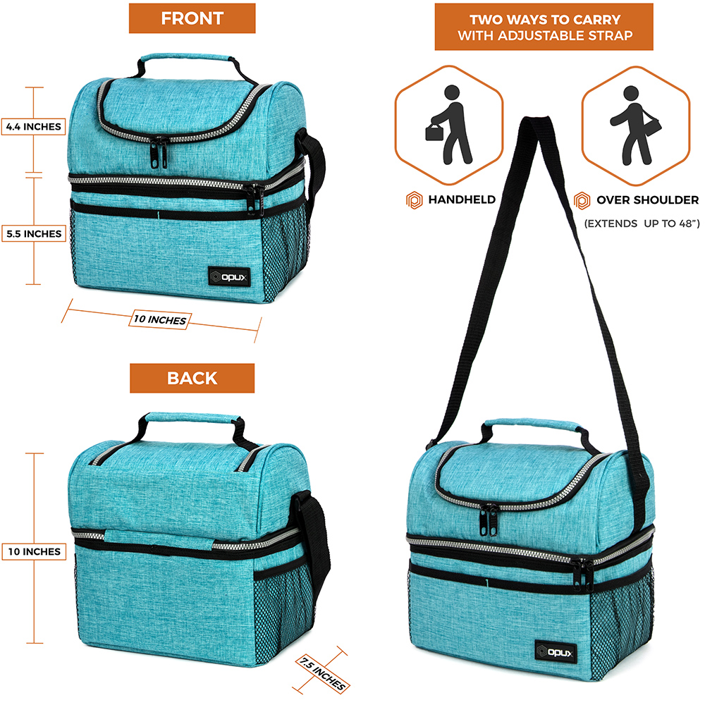 Double Deck Lunch Bag Dual Compartment for Women Men Work Office ...