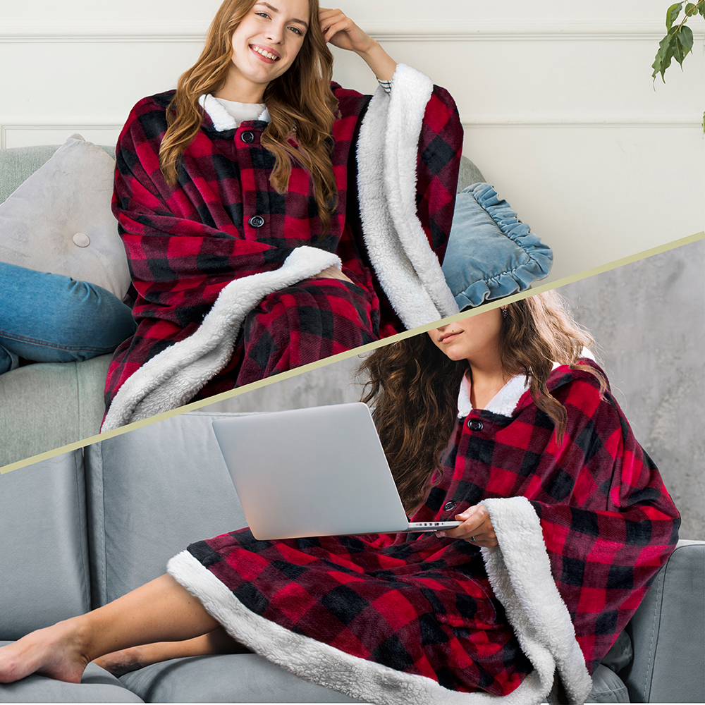 Manta portátil con capucha Angel Wrap para mujer acogedora poncho envolvente capucha tiro para adulto - Imagen 41 de 184