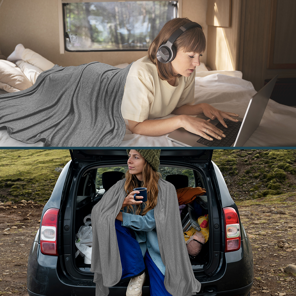 Travel Blanket Pillow Set Airplane Car Long Flight Airplane Neck Pillow Compact - Picture 13 of 42