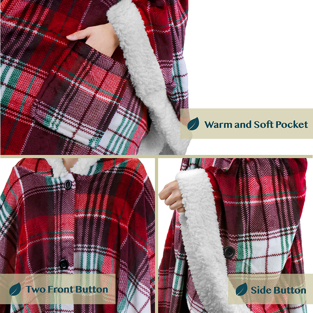 Manta portátil con capucha Angel Wrap para mujer acogedora poncho envolvente capucha tiro para adulto - Imagen 79 de 184