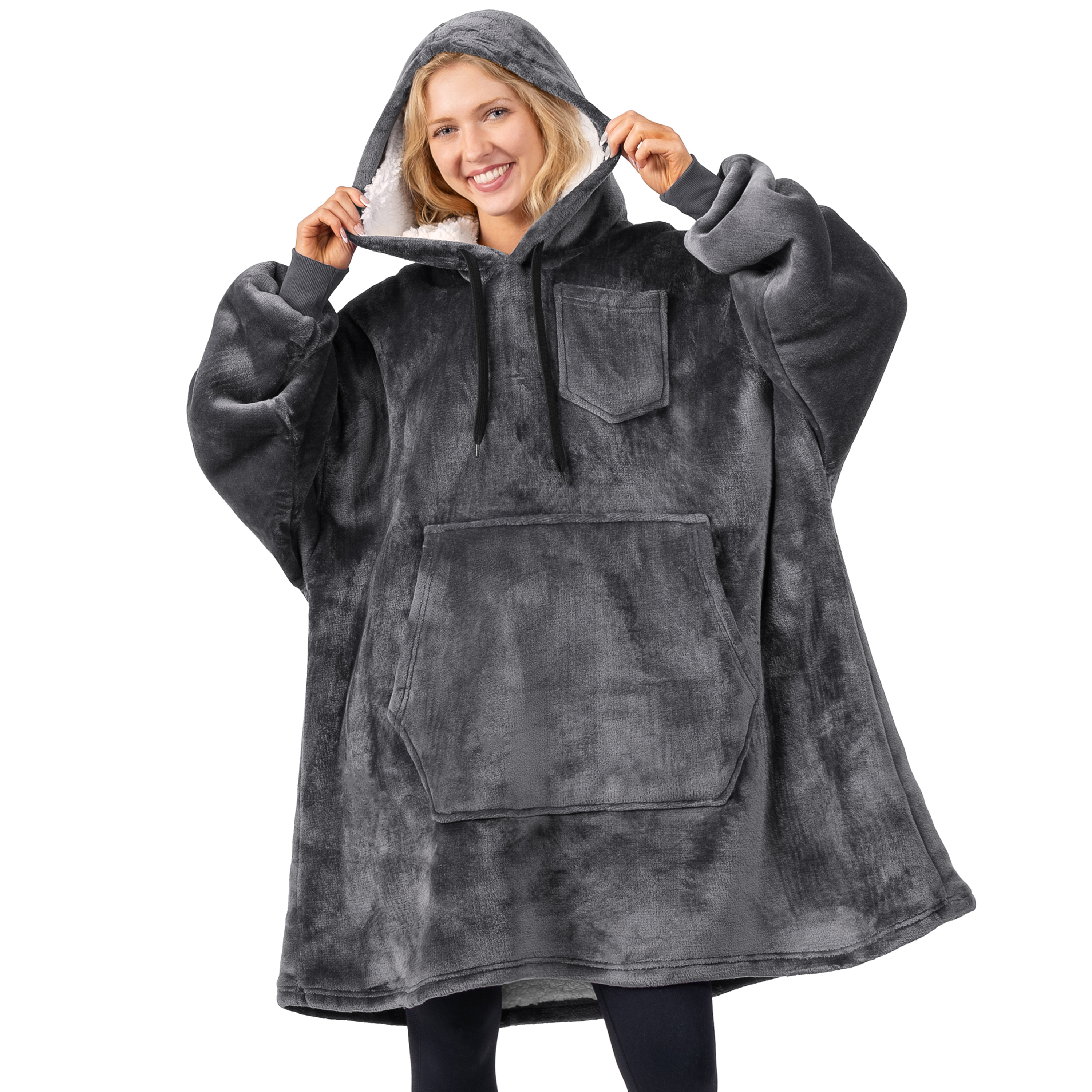 Blanket Sweatshirt Sherpa Plush Soft Comfy Fleece Oversized Hoodie Pocket Gift - Picture 46 of 117