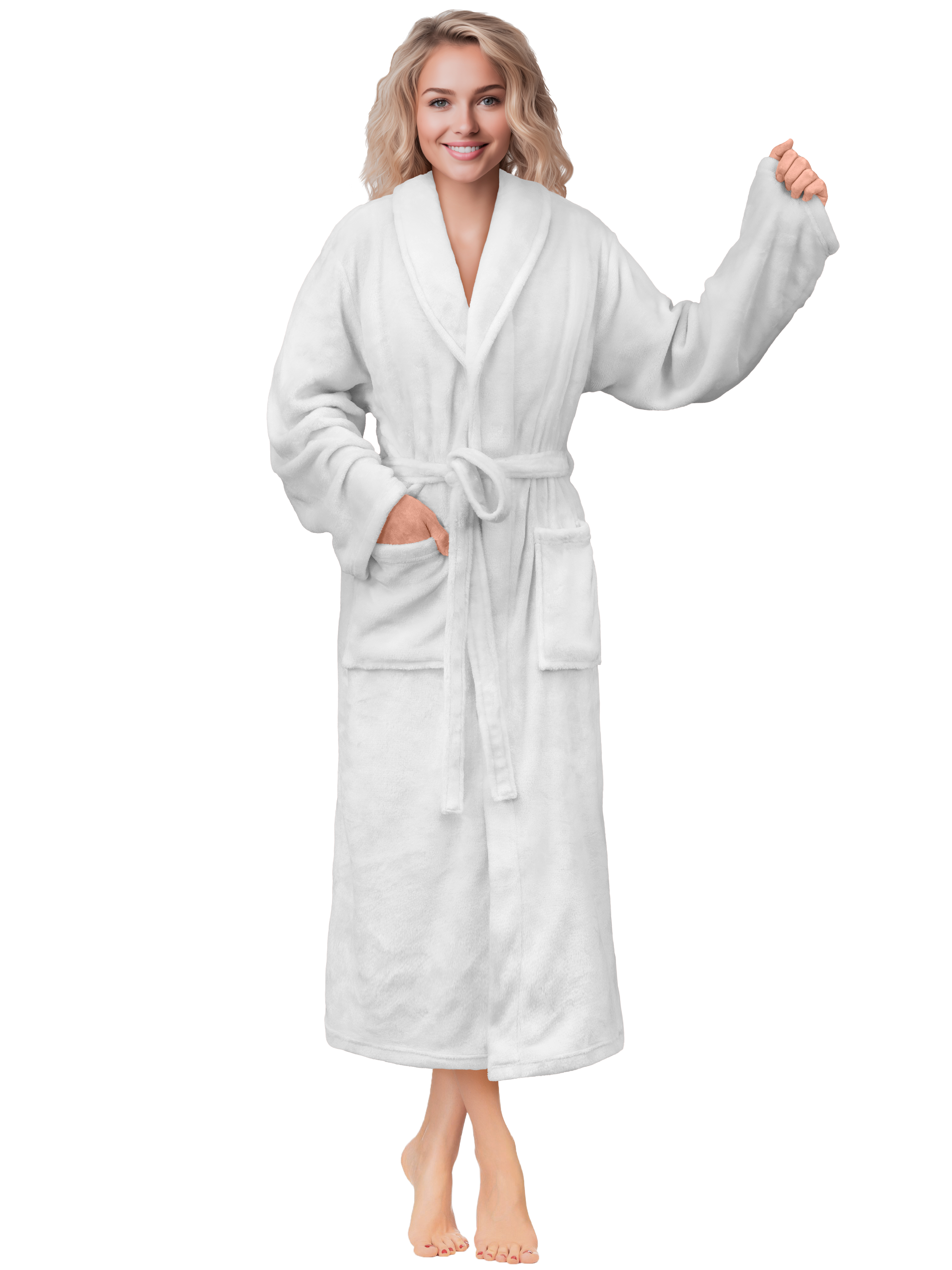 Womens Robe Fleece Bathrobe Long Warm Spa Bath Robe Shower Lightweight Plus Size - Picture 44 of 50