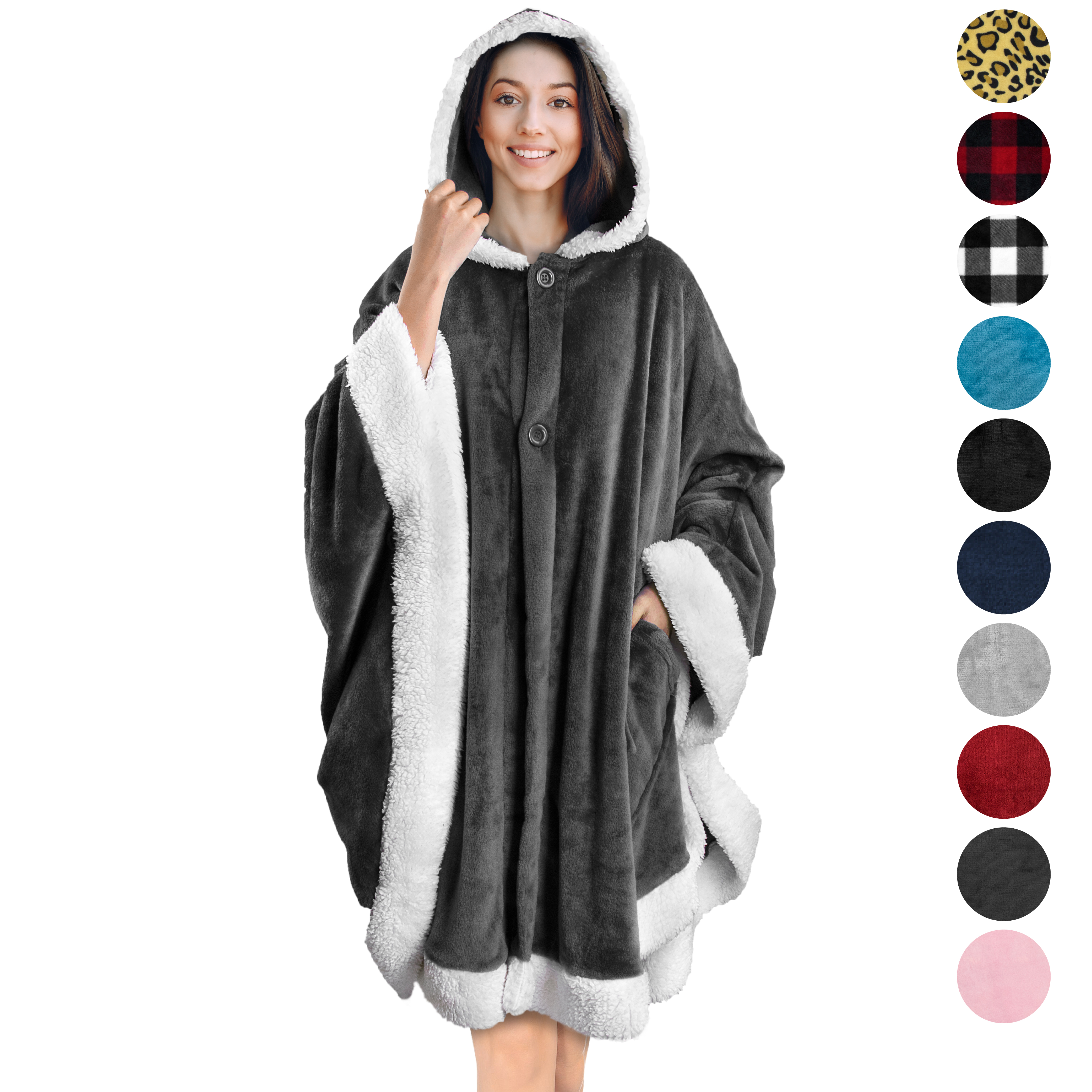 Manta portátil con capucha Angel Wrap para mujer acogedora poncho envolvente capucha tiro para adulto - Imagen 26 de 184