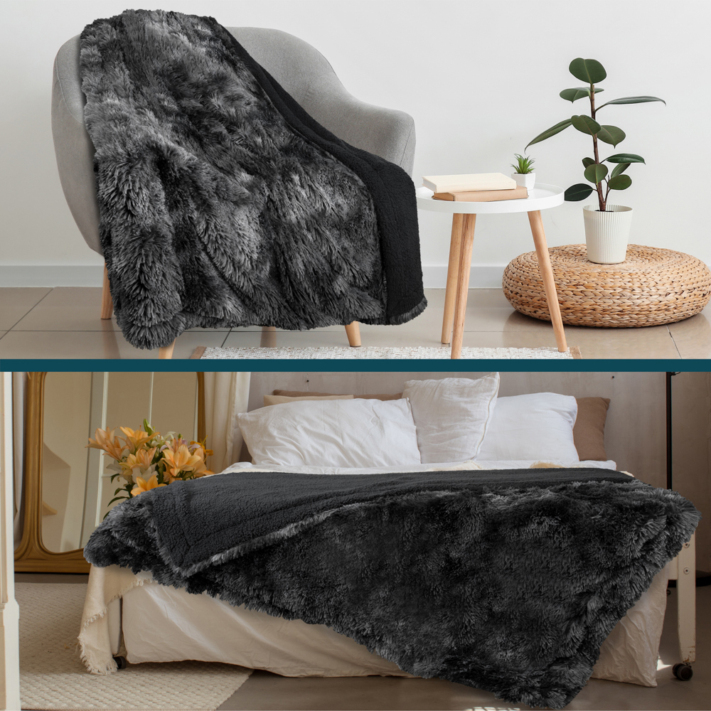 Luxurious Faux Fur Blanket Soft Warm Fluffy Sherpa Sofa Throw Shaggy Soft Plush - Picture 50 of 100