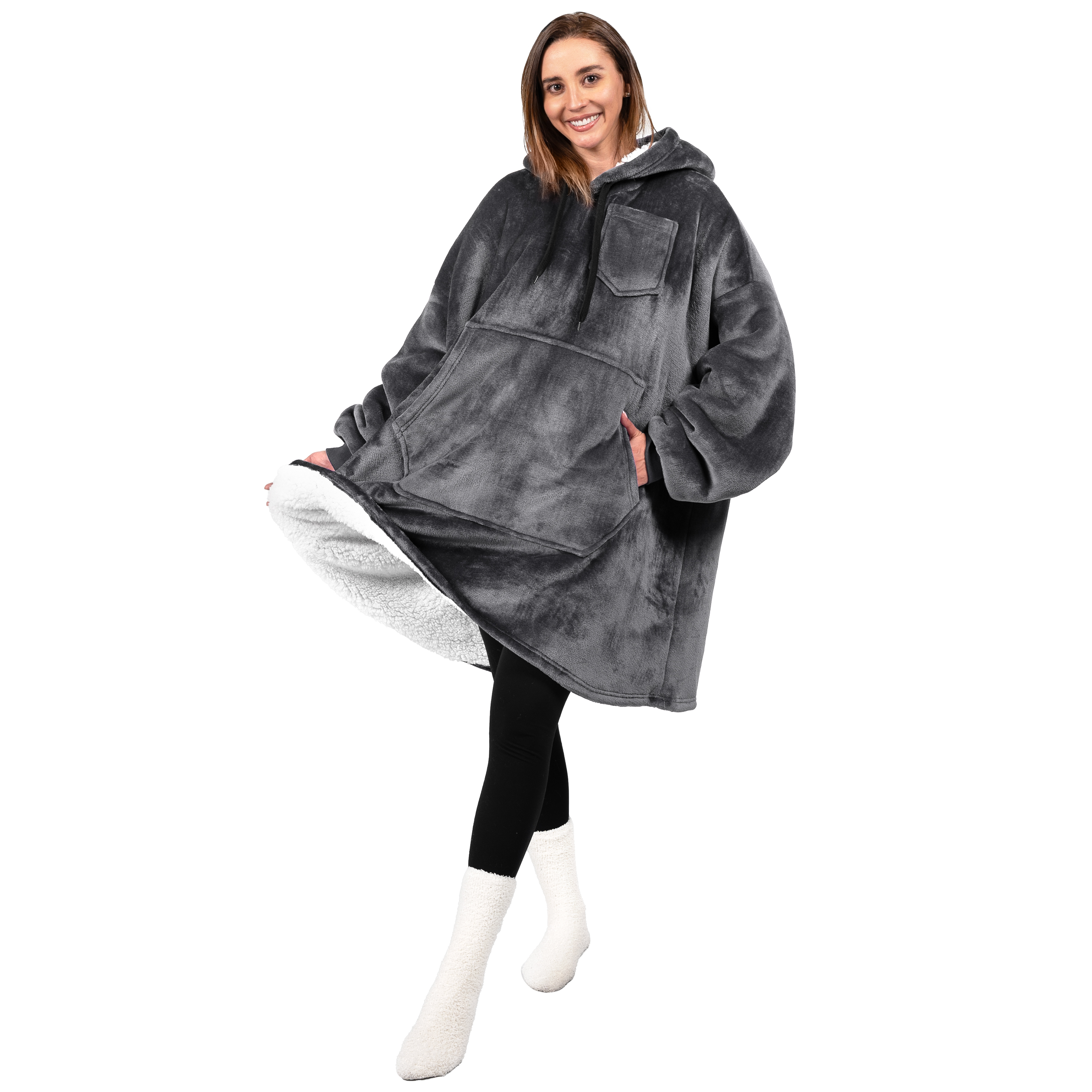 Blanket Sweatshirt Sherpa Plush Soft Comfy Fleece Oversized Hoodie Pocket Gift - Picture 49 of 117