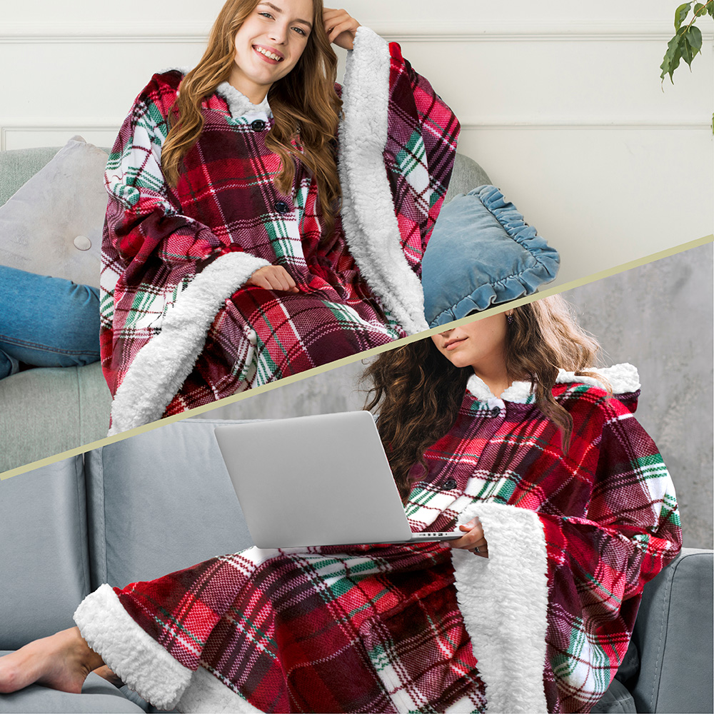 Manta portátil con capucha Angel Wrap para mujer acogedora poncho envolvente capucha tiro para adulto - Imagen 80 de 184