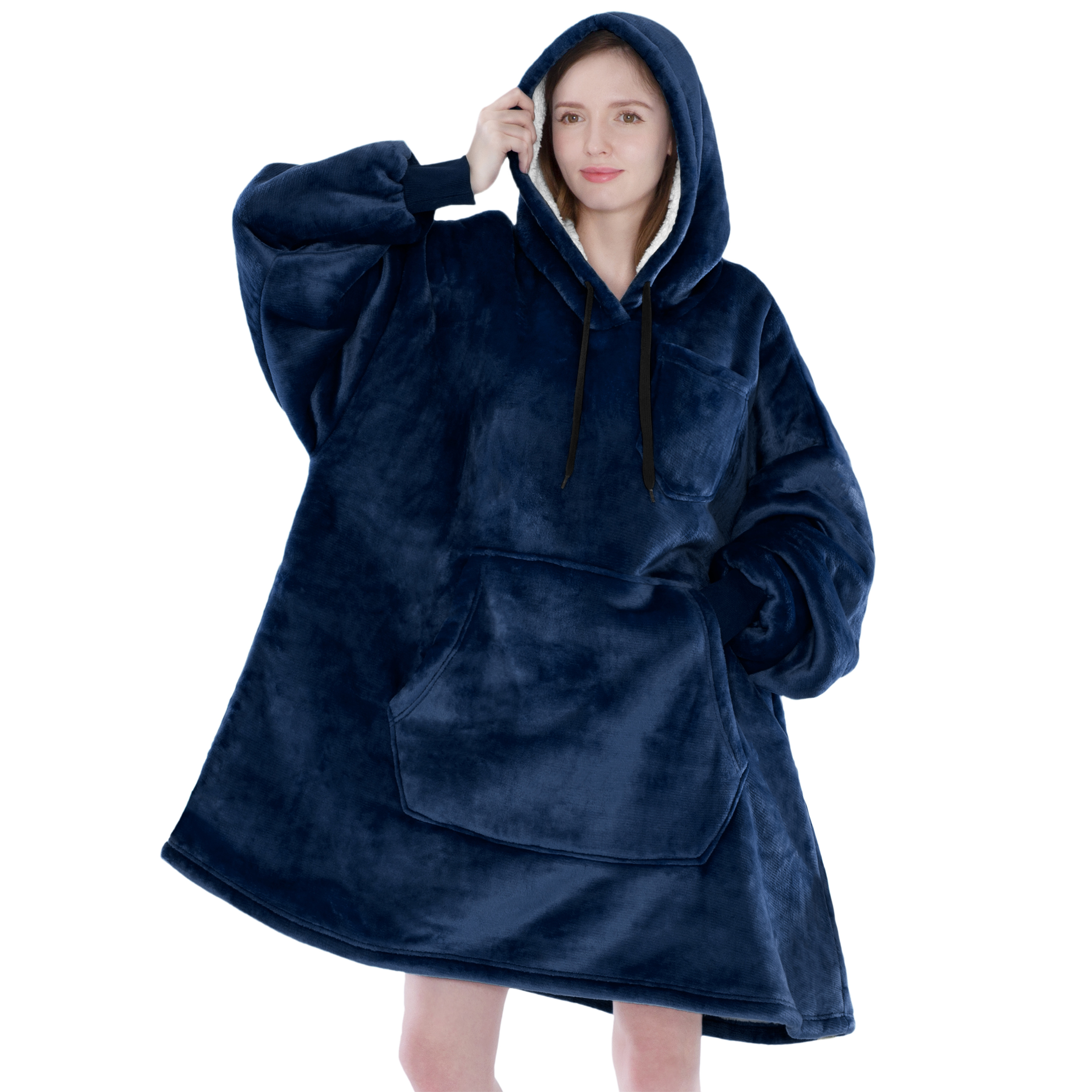 Blanket Sweatshirt Sherpa Plush Soft Comfy Fleece Oversized Hoodie Pocket Gift - Picture 63 of 117