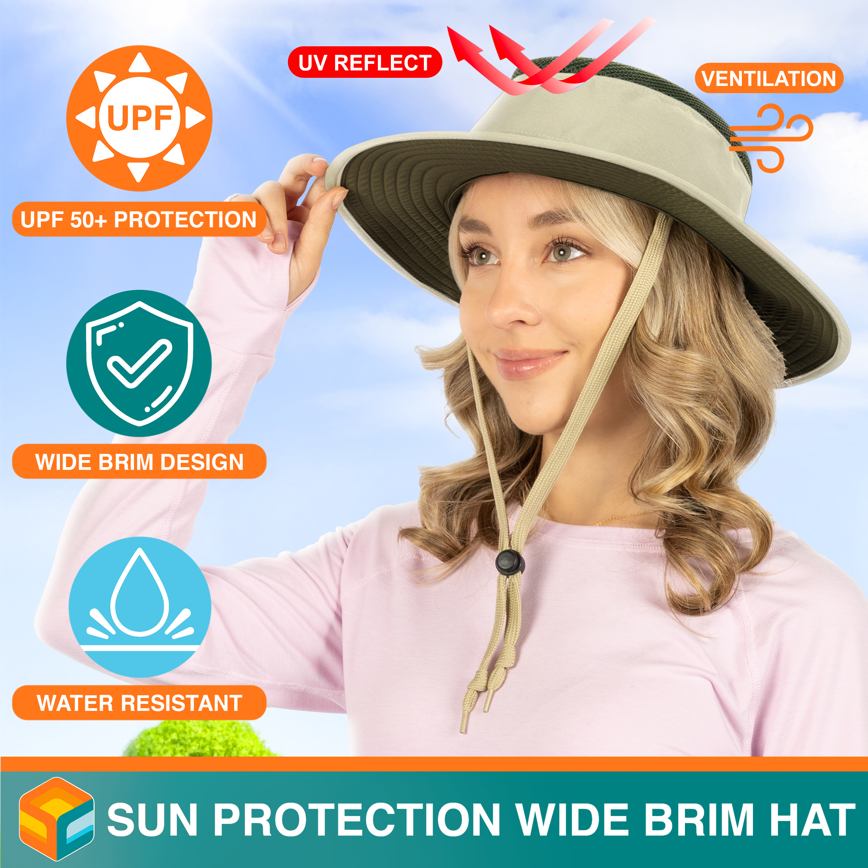 Wide Brim Sun Hat UV Protection Bucket Cap for Hiking Camping Fishing Safari Men - Picture 42 of 47