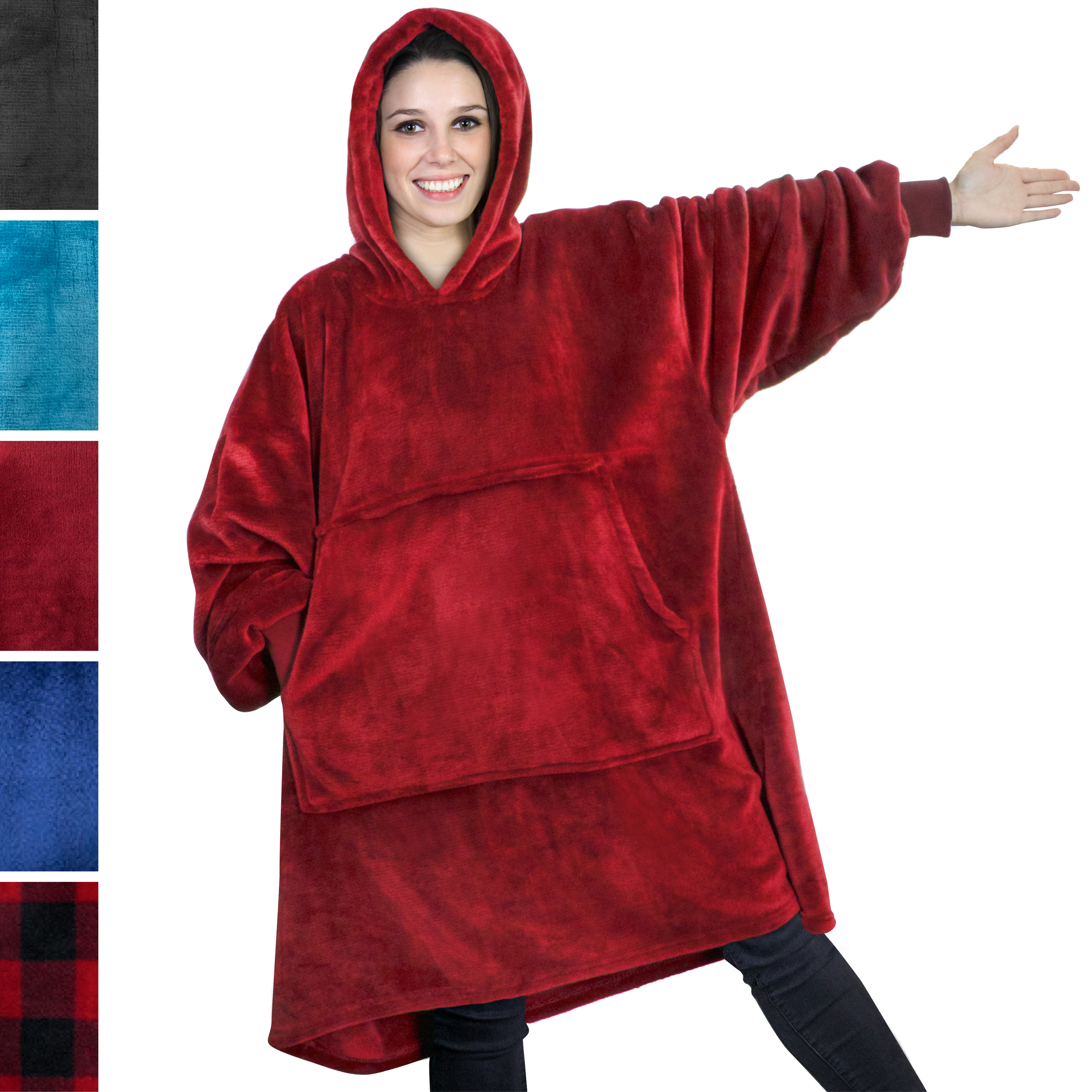 CÓMODA SUDADERA CON CAPUCHA Manta portátil con mangas con capucha bolsillo grande sherpa - Imagen 71 de 82