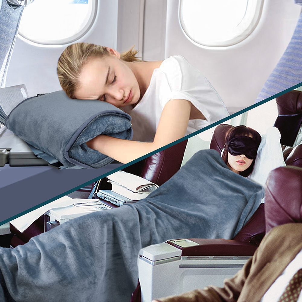 Reisedecke Nackenkissen weiches Fleece für Auto Flugzeug Decke im Etui tragbar - Bild 28 von 71