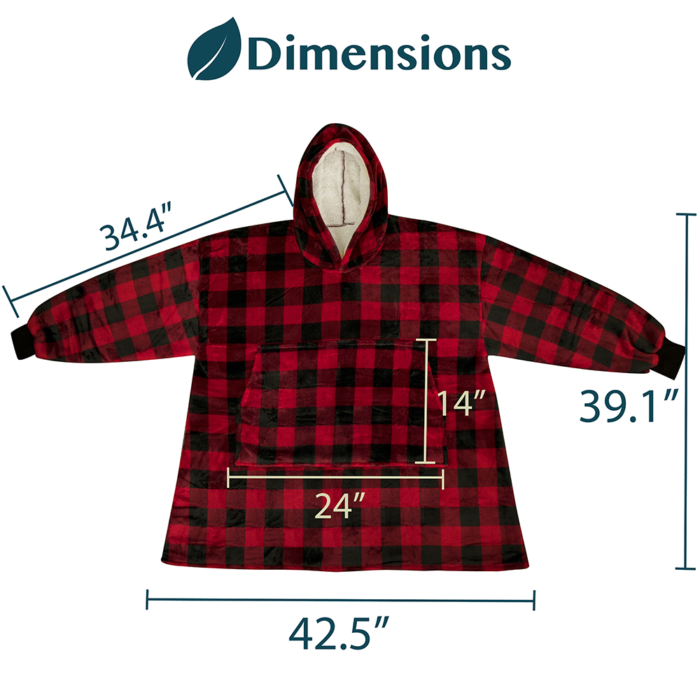 HOODIE SWEATSHIRT Wearable Comfy Blanket With Hood Sleeves Large Pocket Sherpa - Picture 31 of 49