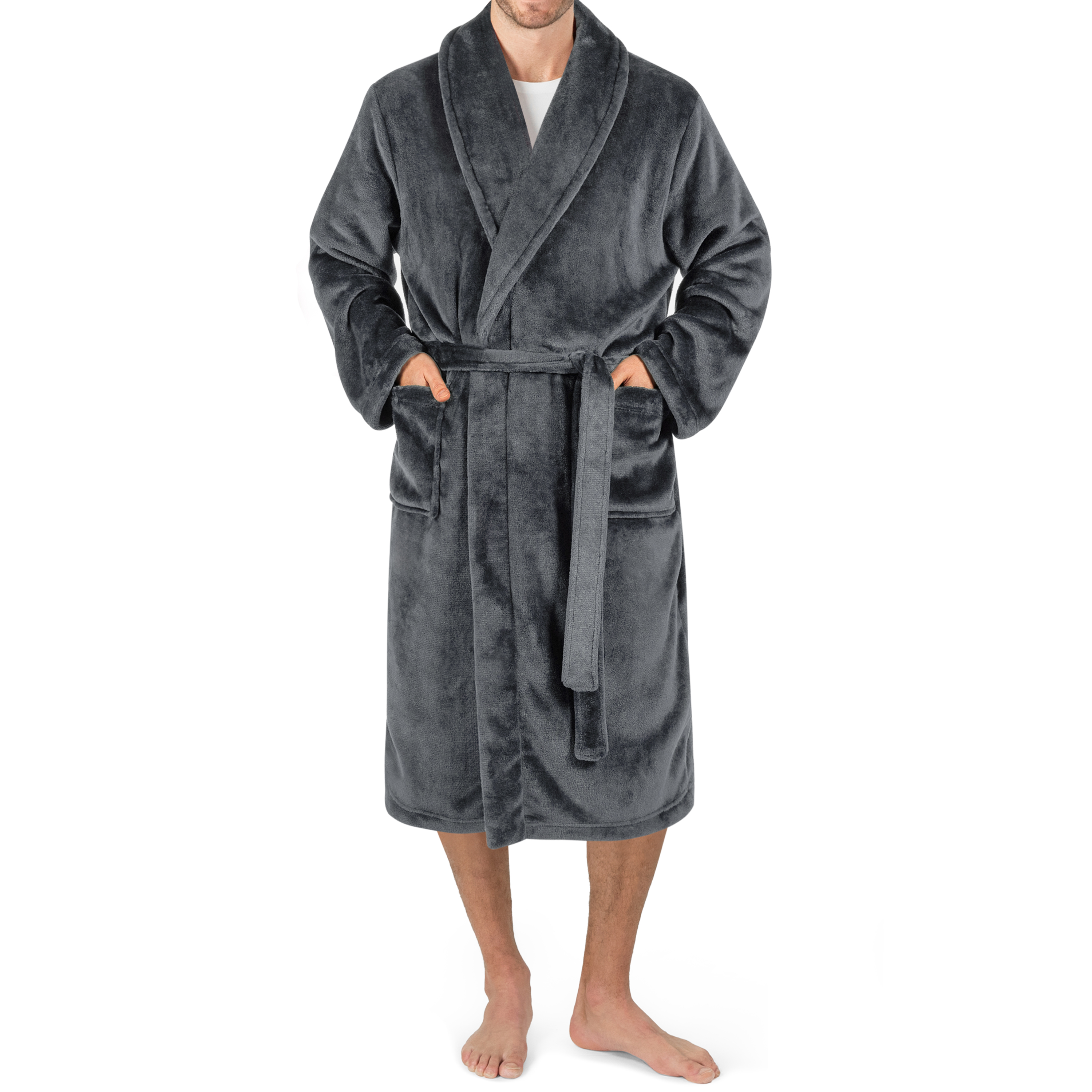Leichter Herren Morgenmantel Mikrofaser Fleece Bademantel Lang Weich Spa Männer Bademantel - Bild 9 von 27