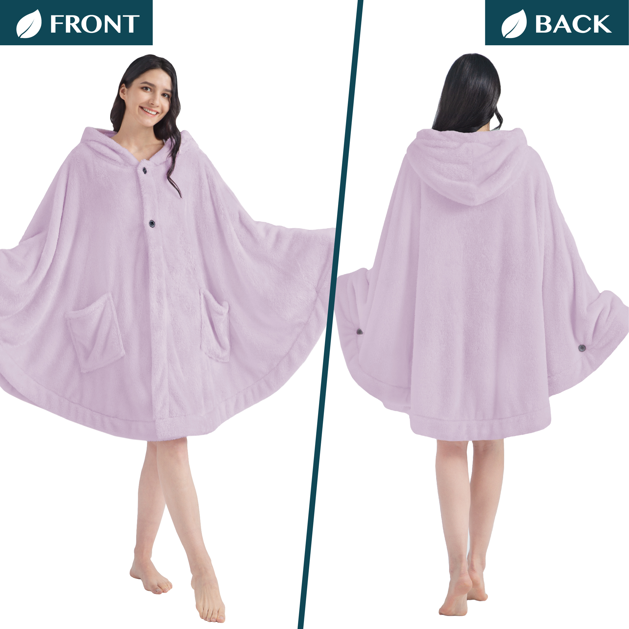 Poncho Manta con Capucha Usable Mantón Envoltura Capucha Bolsillos Suave Esponjoso Regalo - Imagen 33 de 81