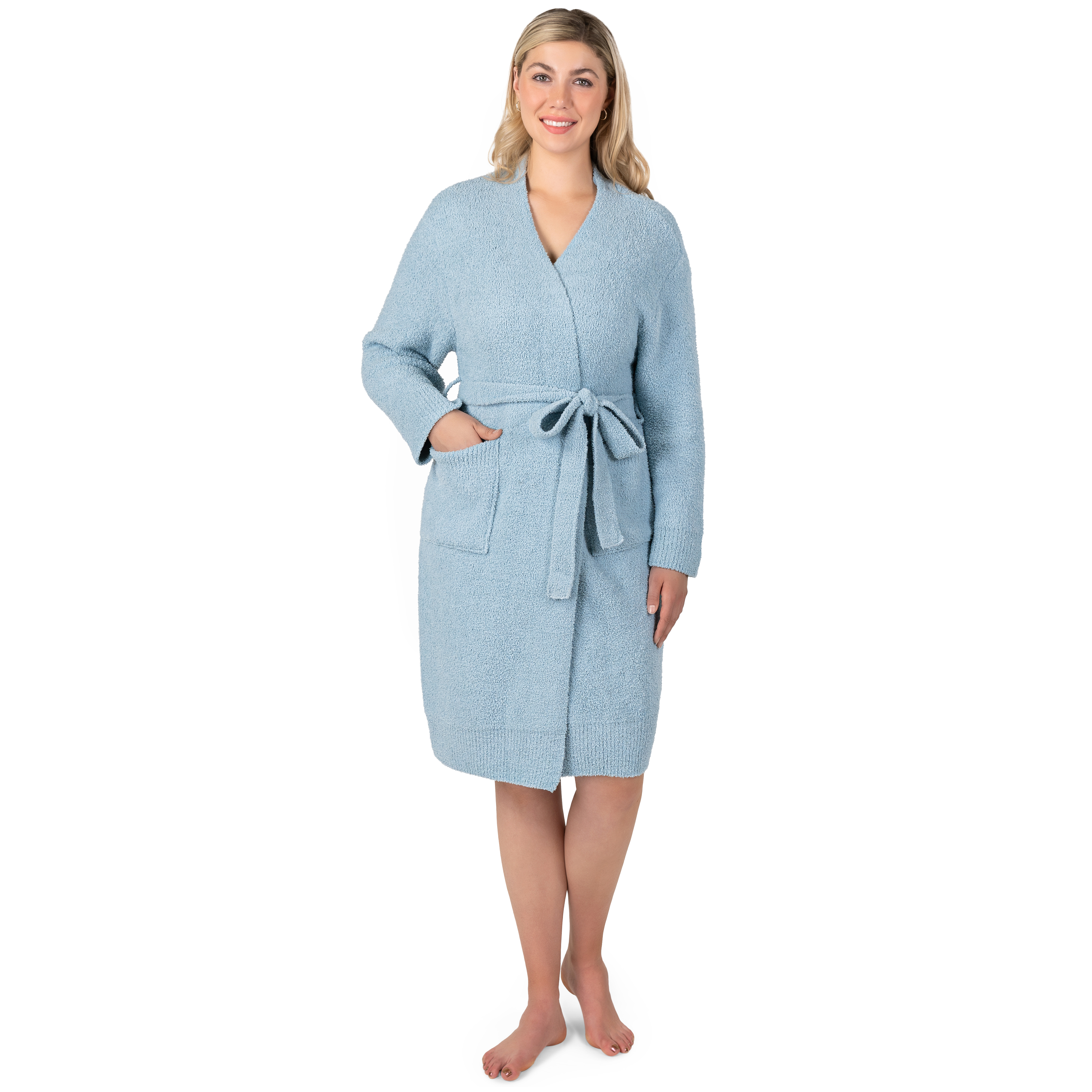 Bata de mujer suave mullida albornoz de lujo felpa cálida elástica acogedora bata spa para damas - Imagen 24 de 30