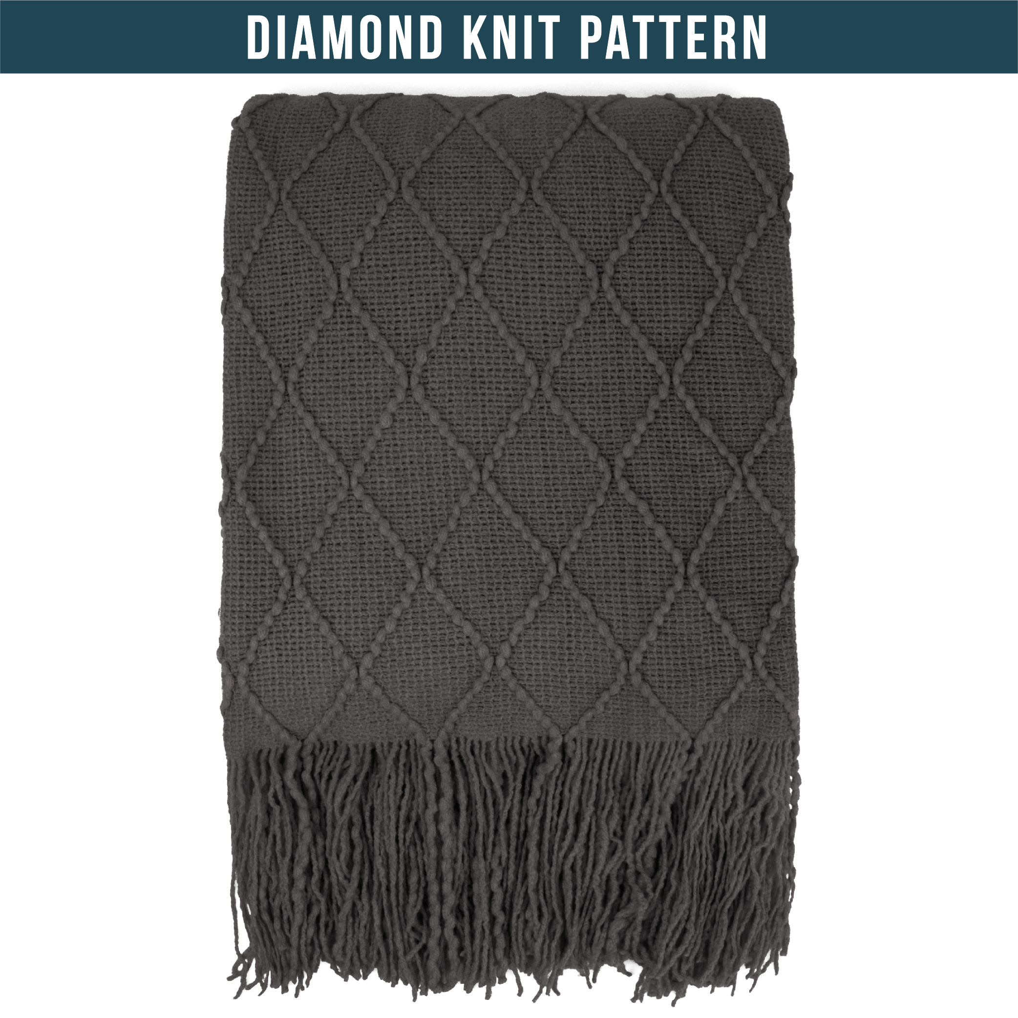 Decorative Fringe Throw Blanket for Couch Bed Sofa Soft Texture Knitted Blanket - Picture 4 of 64