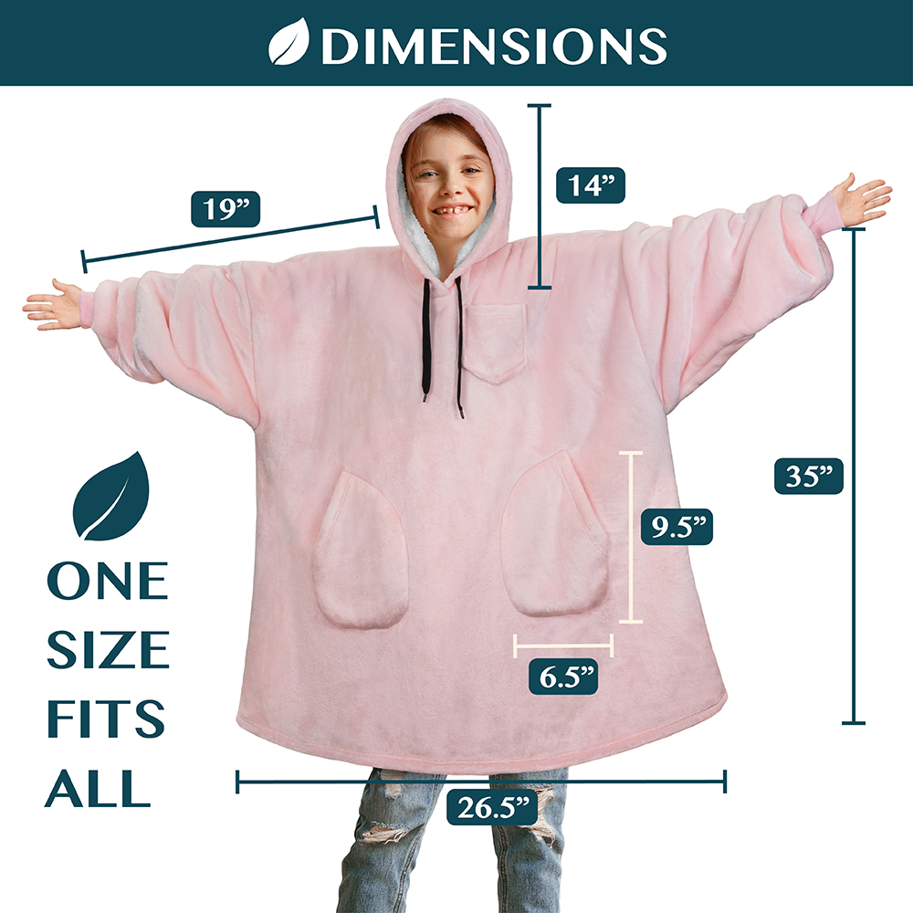 Blanket Sweatshirt Sherpa Lining Comfy Fleece Oversized Hoodie for Kids Teens - Picture 40 of 71