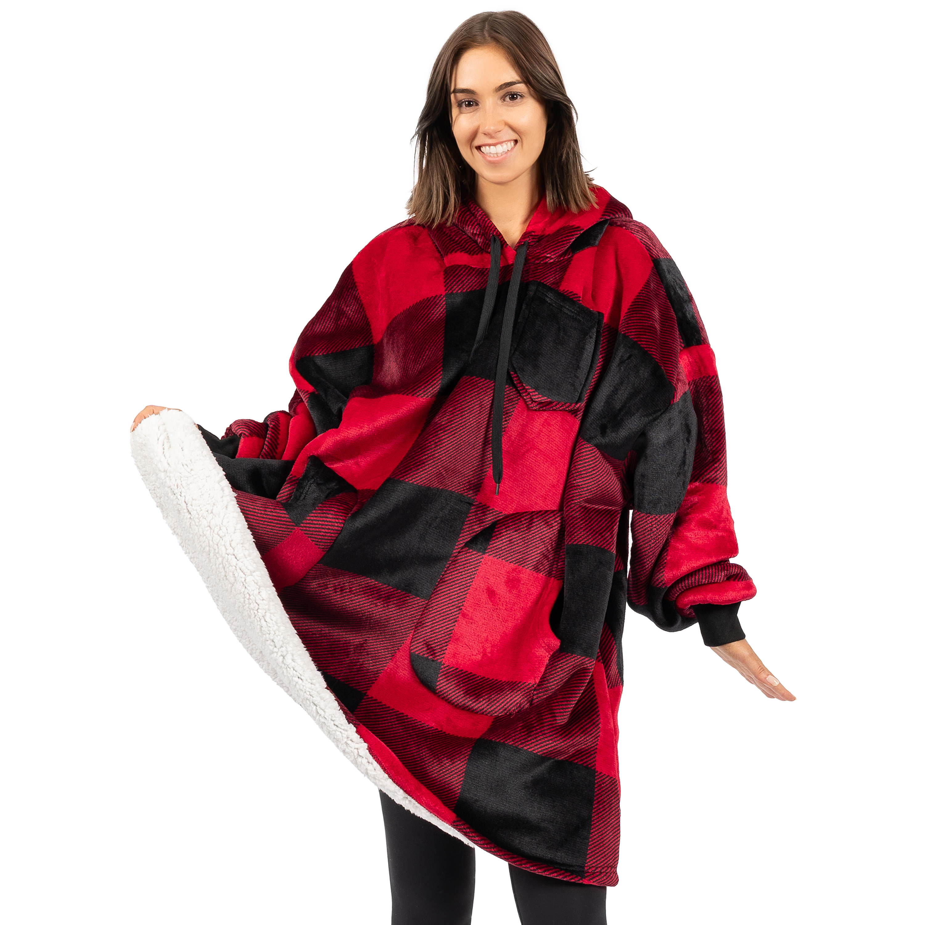 Manta Sudadera Sherpa Forro Felpa Suave Cómoda Vellón Gran Tamaño Sudadera con Capucha Bolsillo - Imagen 74 de 118
