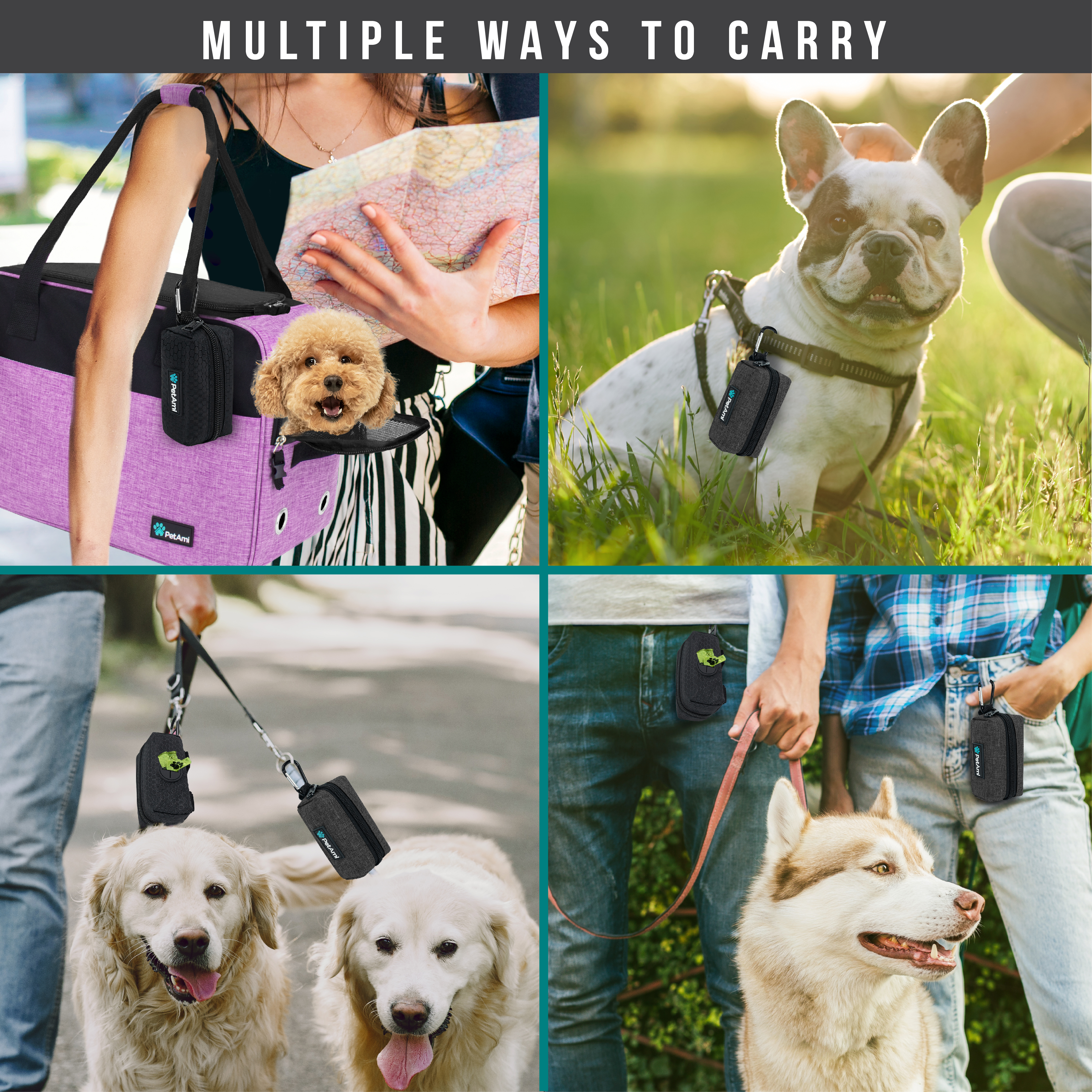 Dog Poop Bag Holder Leash Waste Bag Dispenser Treat Clip Bag Belt Walking Hiking