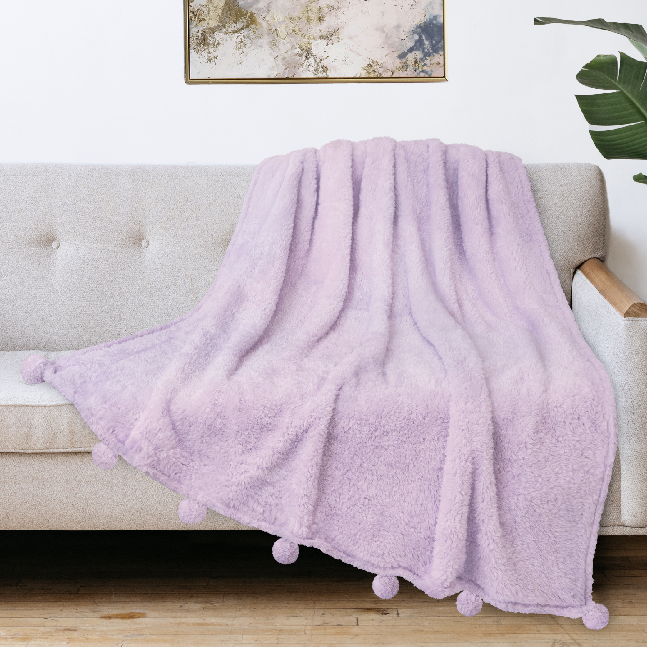 Fluffy Throw Blanket Pom Pom Tassel Soft Blanket Sofa Couch Bed Warm Cute Fuzzy - Picture 39 of 68