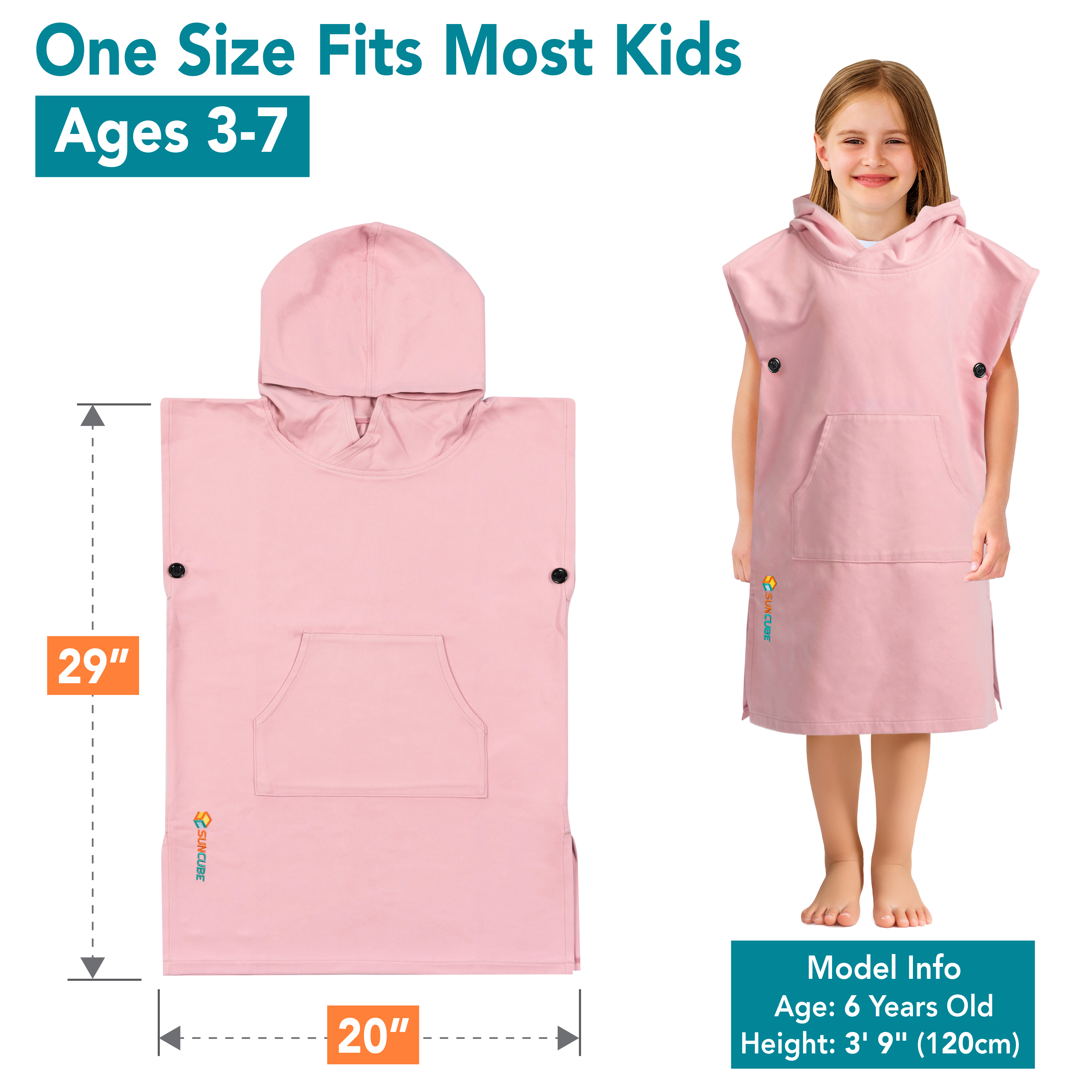 Kids Towel Changing Swim Robe Surf Poncho Quick Dry Microfiber Hooded 3-7 Years - Picture 11 of 43