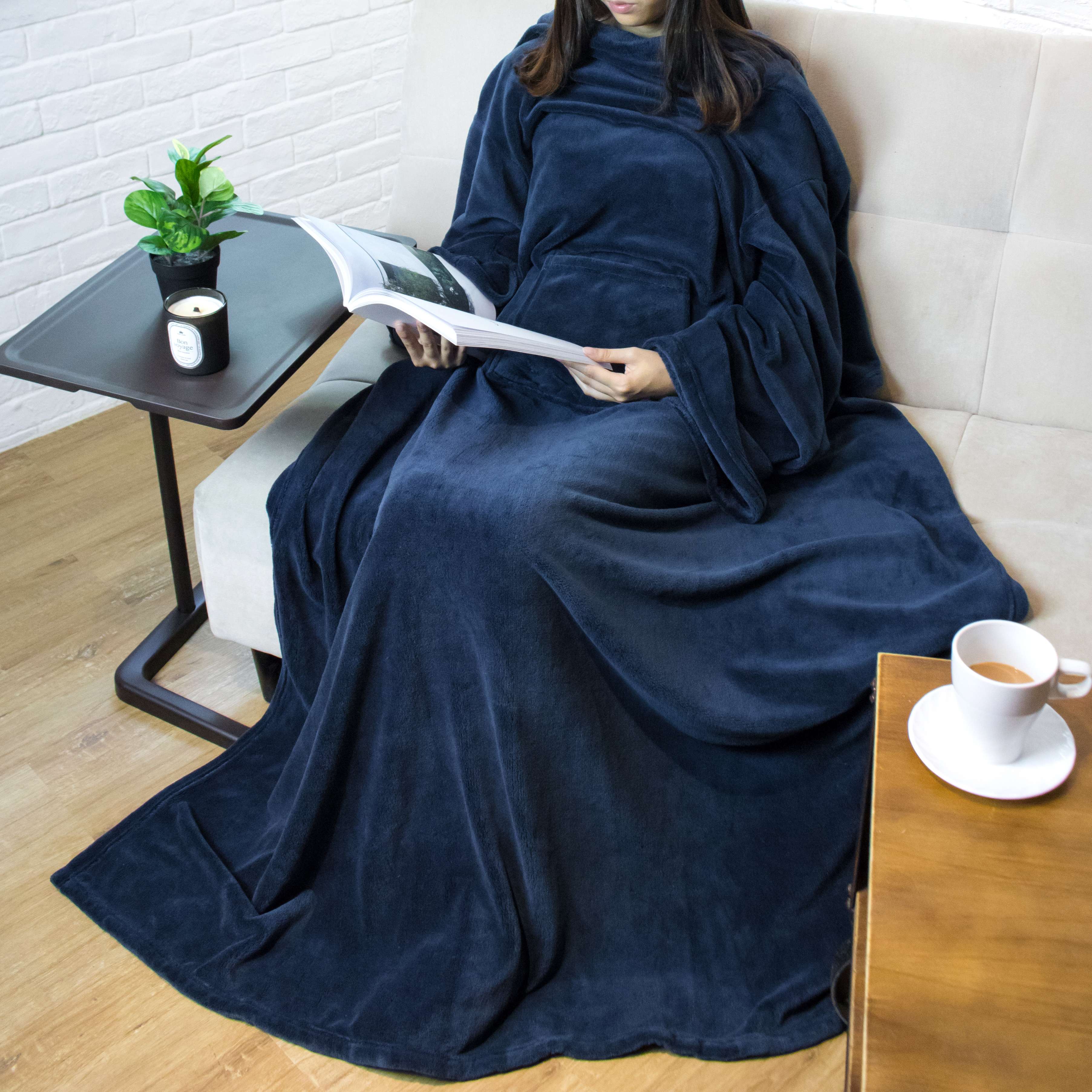 Fleece Wearable TV Blanket with Sleeves Front Pocket Robe Warn Soft Blanket Gift - Picture 52 of 168