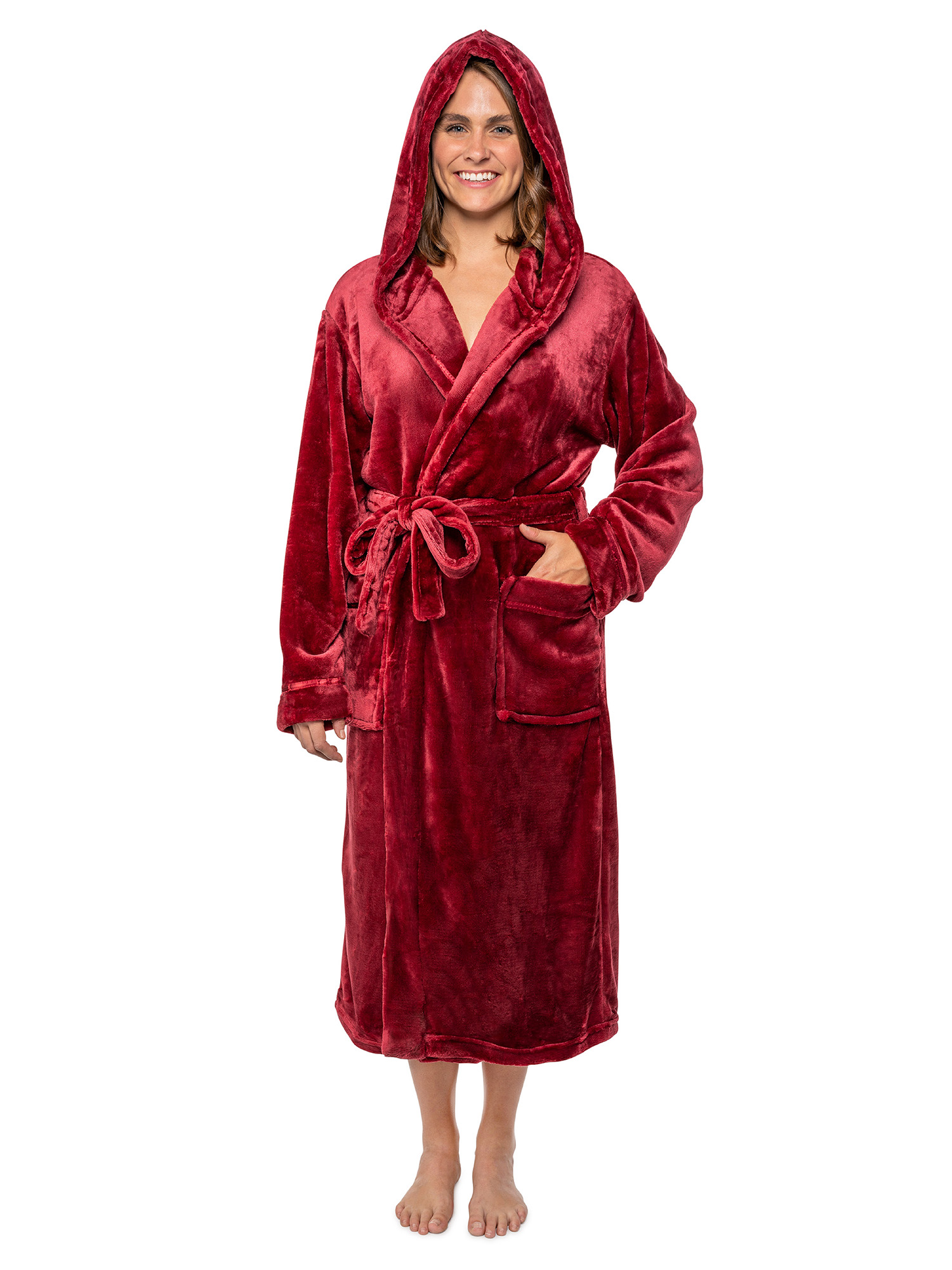 Women Shawl Collar Fleece Bathrobe & Spa Robe