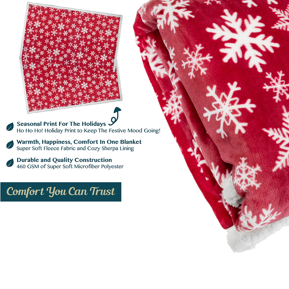 Christmas Blanket Microfiber Fleece Plaid Sherpa Holiday Throw for Couch Sofa - Picture 59 of 68