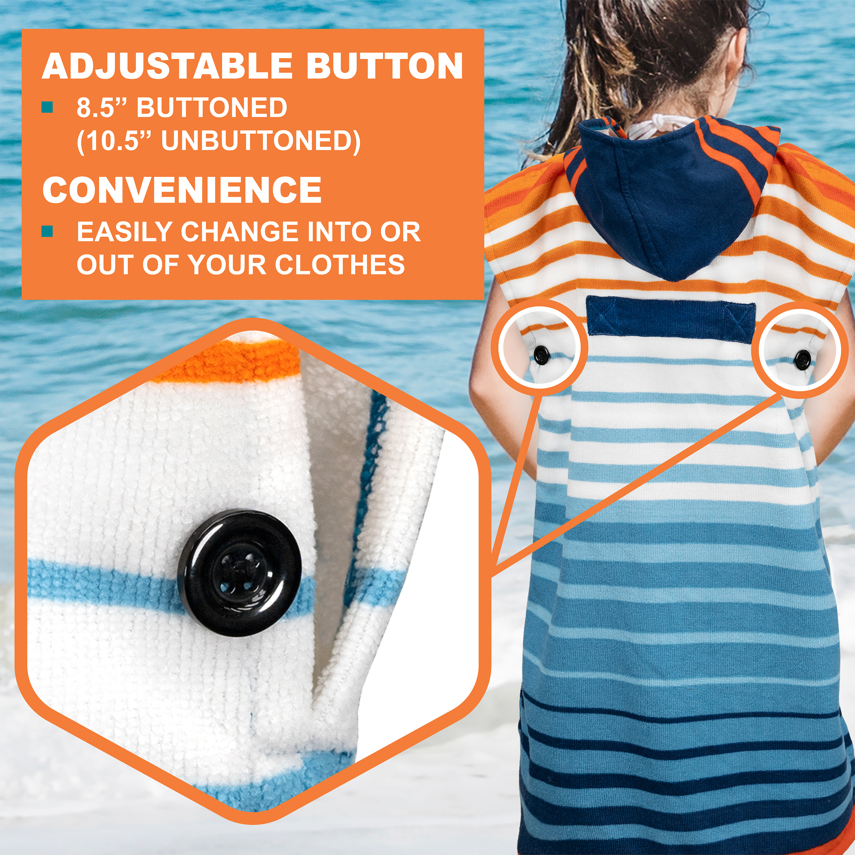 Kids Swim Poncho Hooded Towel Changing Robe for Swim Bath Towel 3-8 Boys Girls - Picture 47 of 71