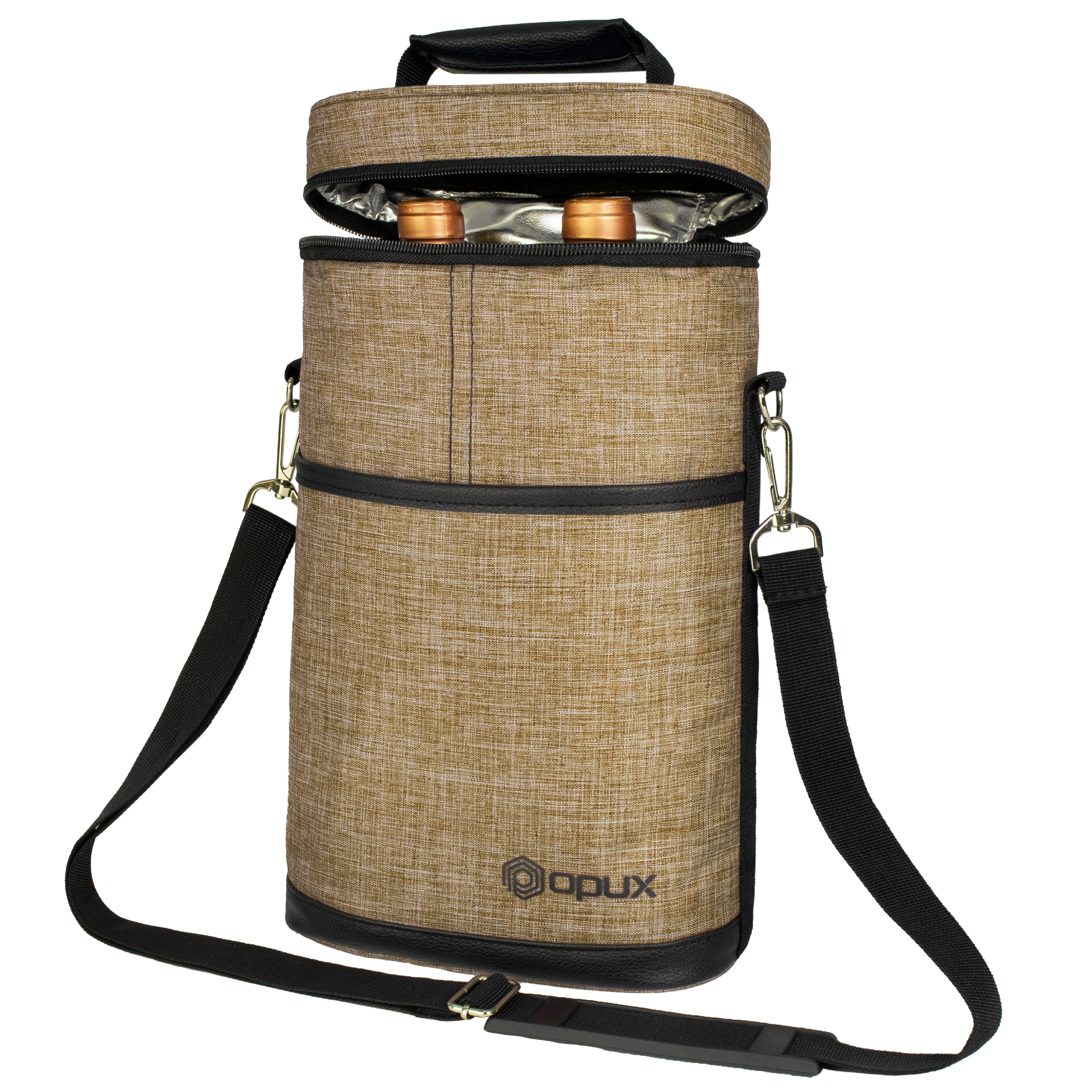 Insulated Wine Carrier Tote Bag Two 2 Bottle Padded Cooler Bag Travel Protection - Picture 76 of 85
