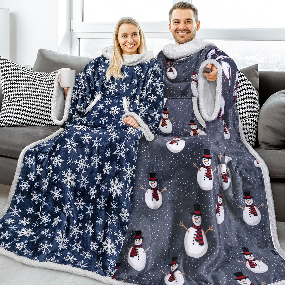 Manta portátil de Navidad con mangas de lana suave vestido acurrucado sofá sofá sofá sofá - Imagen 56 de 57