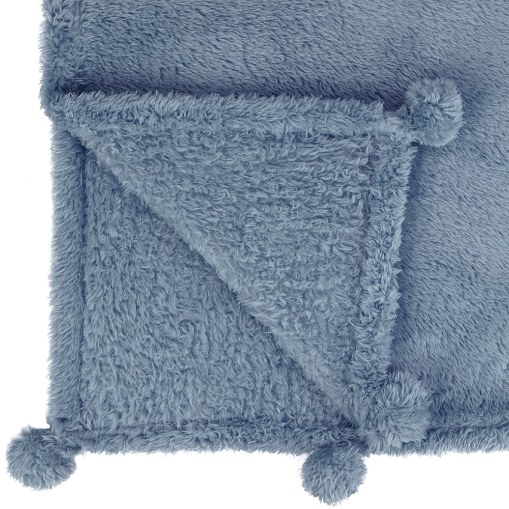 Soft Fuzzy Cozy Pom Pom Throw Blanket with Fluffy Sherpa Fleece for Sofa Couch - Picture 26 of 100