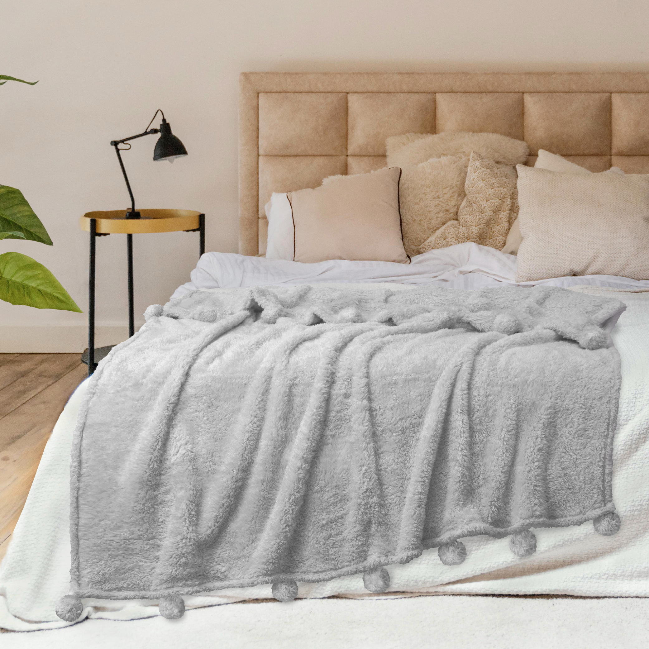 Fluffy Throw Blanket Pom Pom Tassel Soft Blanket Sofa Couch Bed Warm Cute Fuzzy - Picture 48 of 68