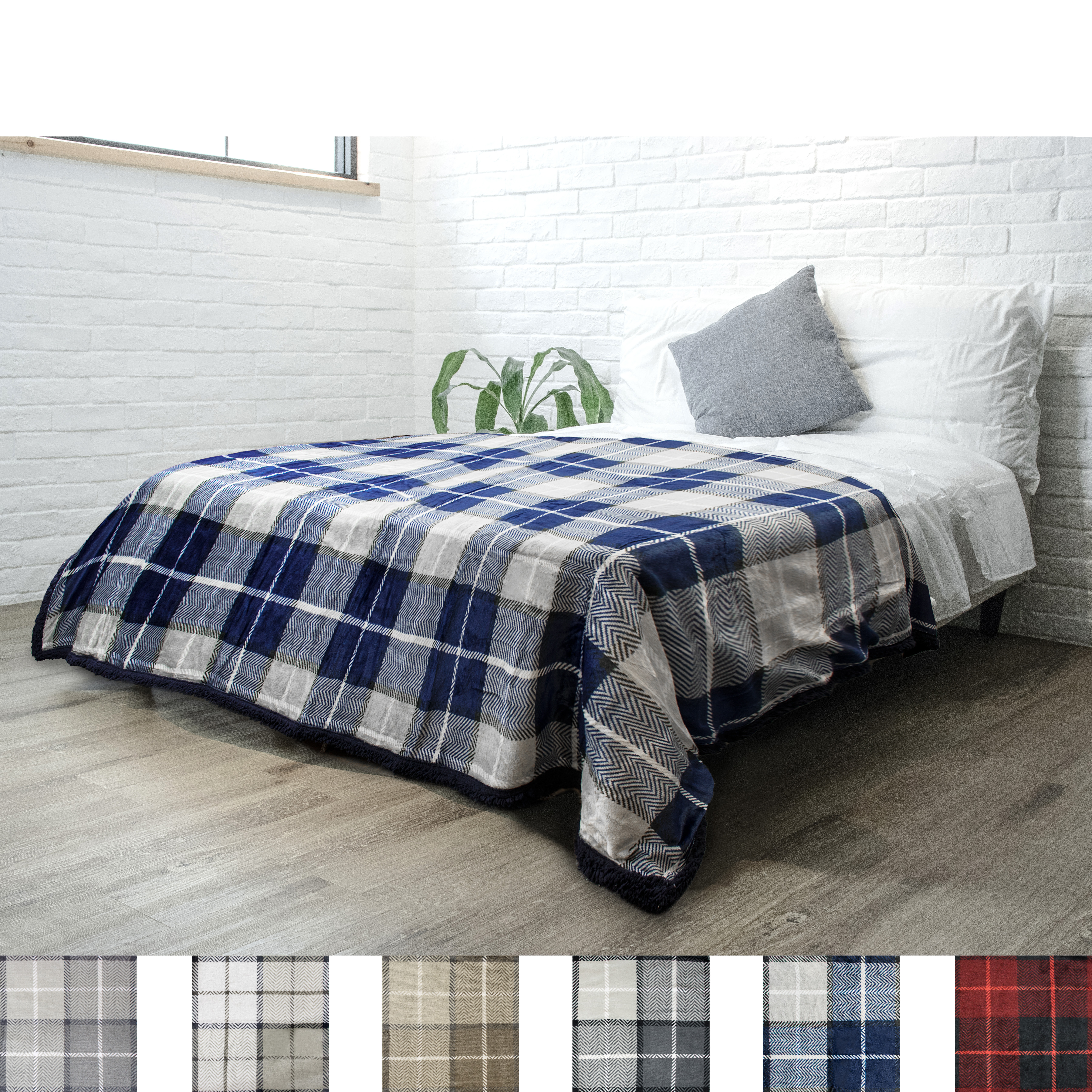 Plaid Throw Blanket for Couch Sofa Bed Sherpa Fleece Soft Microfiber Reversible - Picture 97 of 114