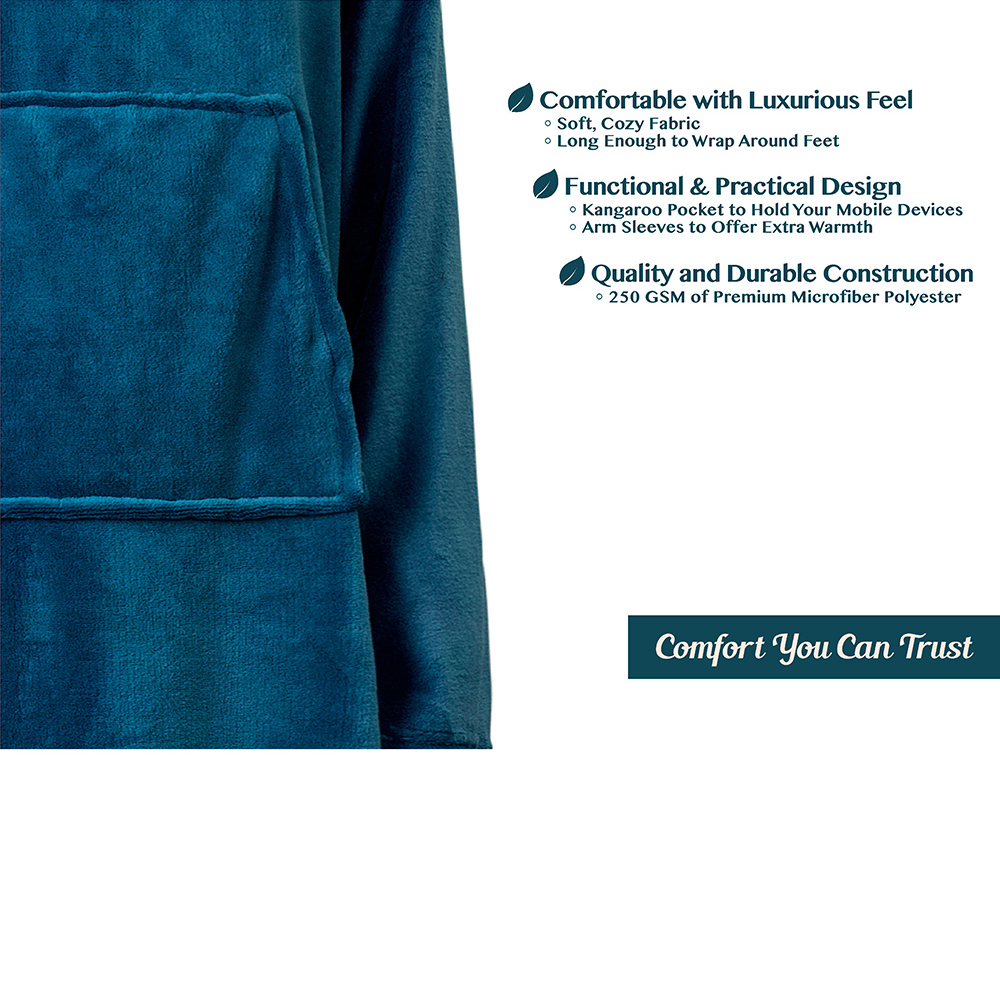 Fleece Wearable TV Blanket with Sleeves Front Pocket Robe Warn Soft Blanket Gift - Picture 63 of 168