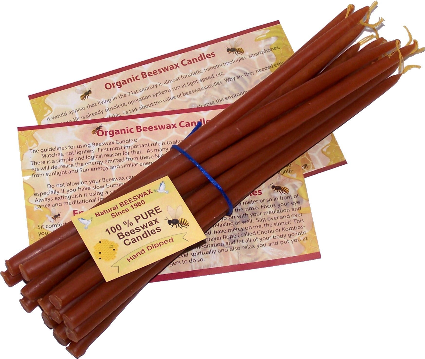Beeswax Organic Hand Made Candles - 12 Inch Tall, 3/8 Inch Diameter (12 Candles)