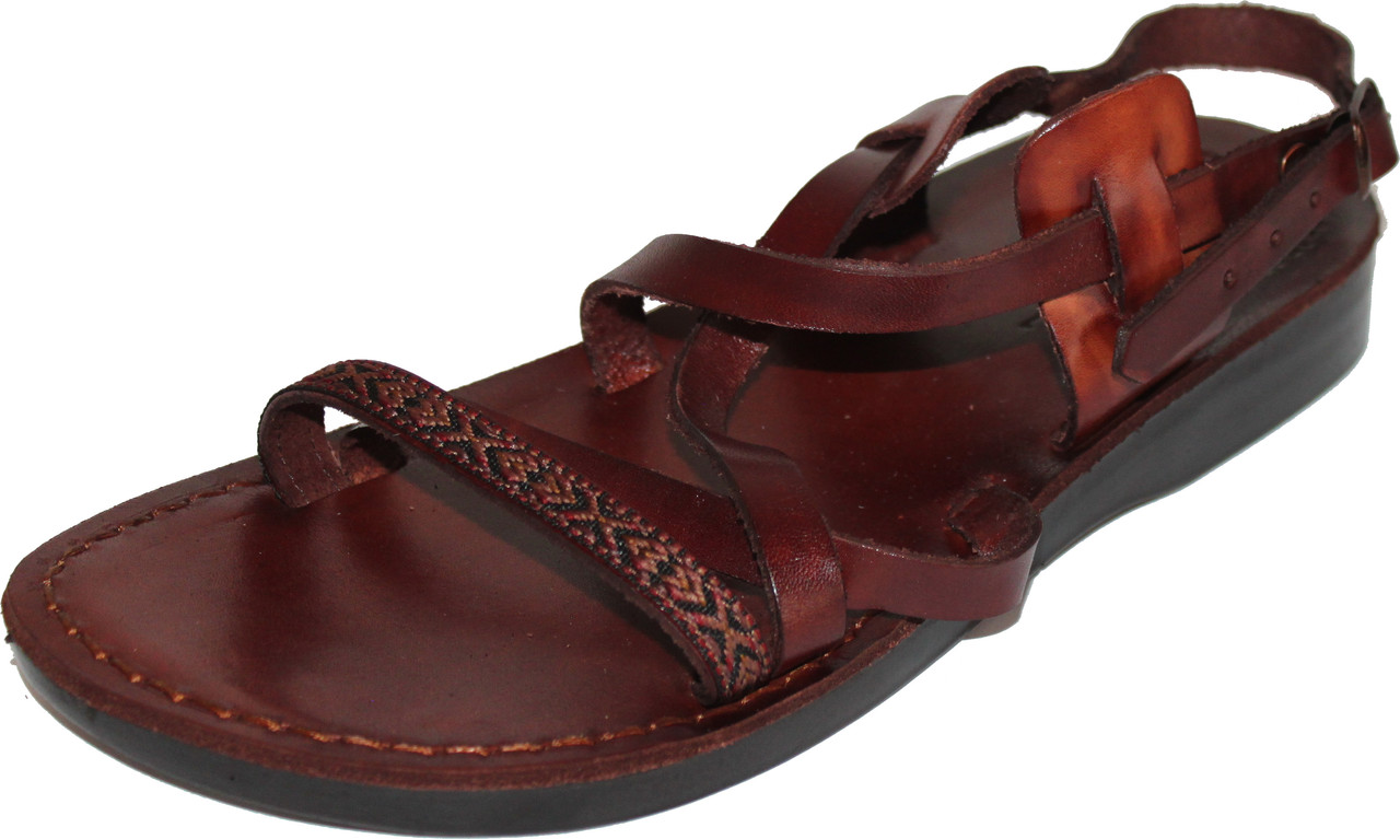 Holy Land Market Men/Women Biblical Jesus Leather/Embroidered Sandals/Slides - Picture 2 of 11