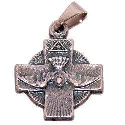 Dove with Cross - Holy Spirit medal - Pewter (1.7cm or 0.67