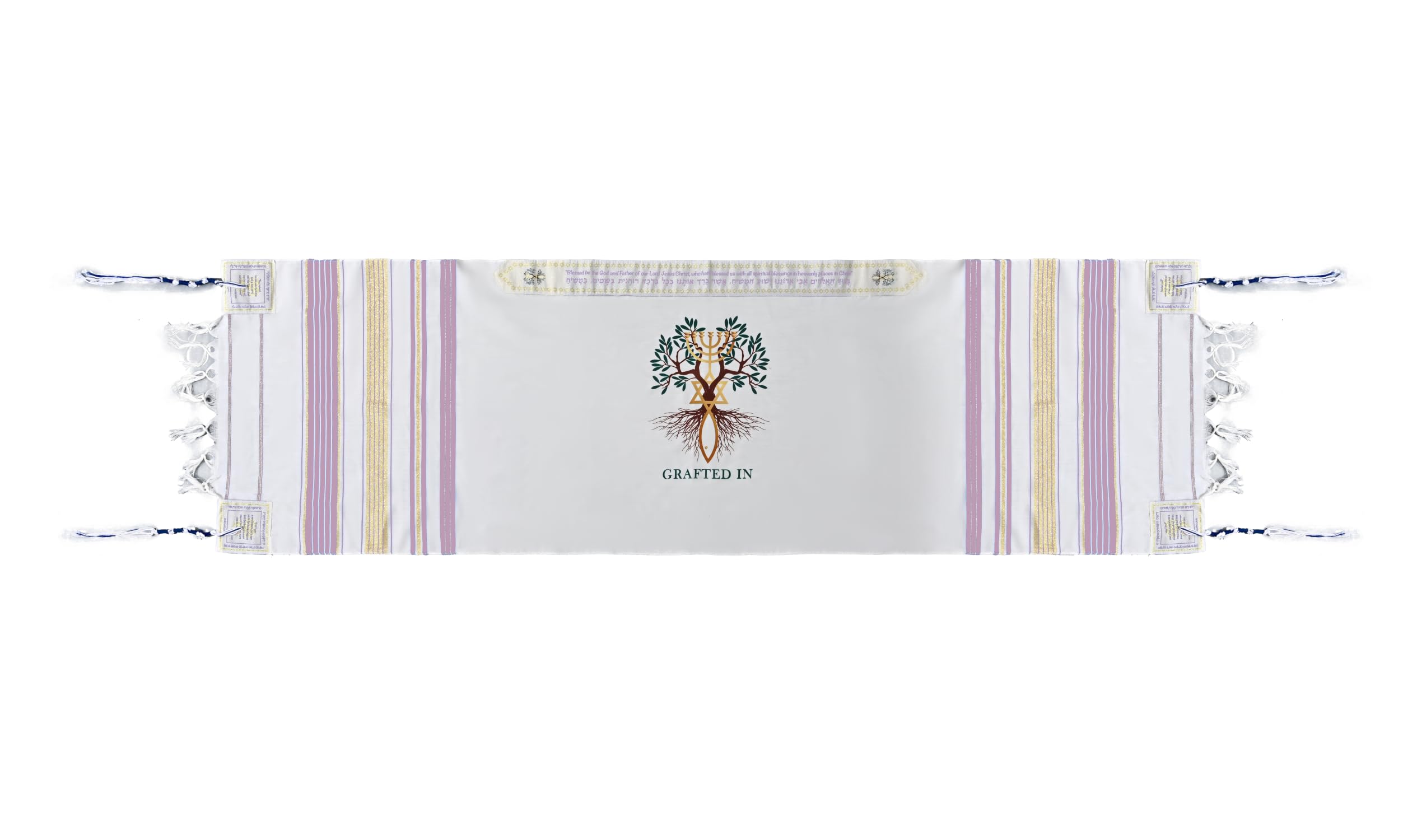 Holy Land Market Grafted IN - Messianic Christian Prayer Shawl/Tallit Prayer - Picture 11 of 27