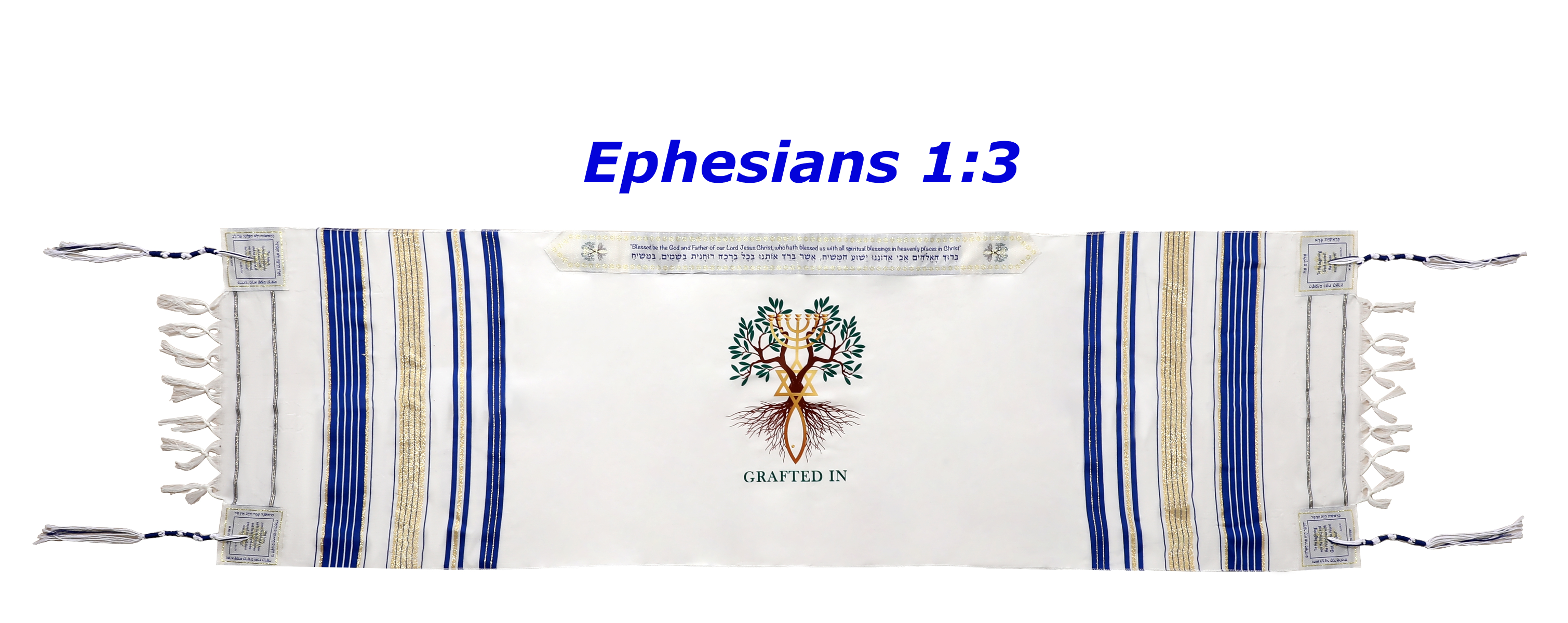Holy Land Market Grafted IN - Messianic Christian Prayer Shawl/Tallit Prayer - Picture 23 of 27