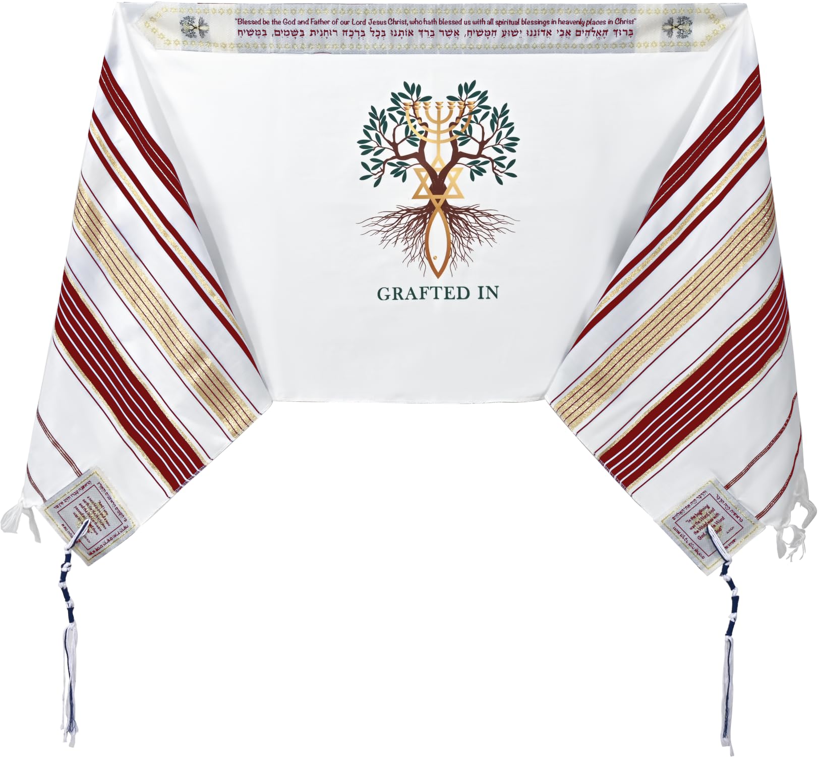 Holy Land Market Grafted IN - Messianic Christian Prayer Shawl/Tallit Prayer - Picture 18 of 27