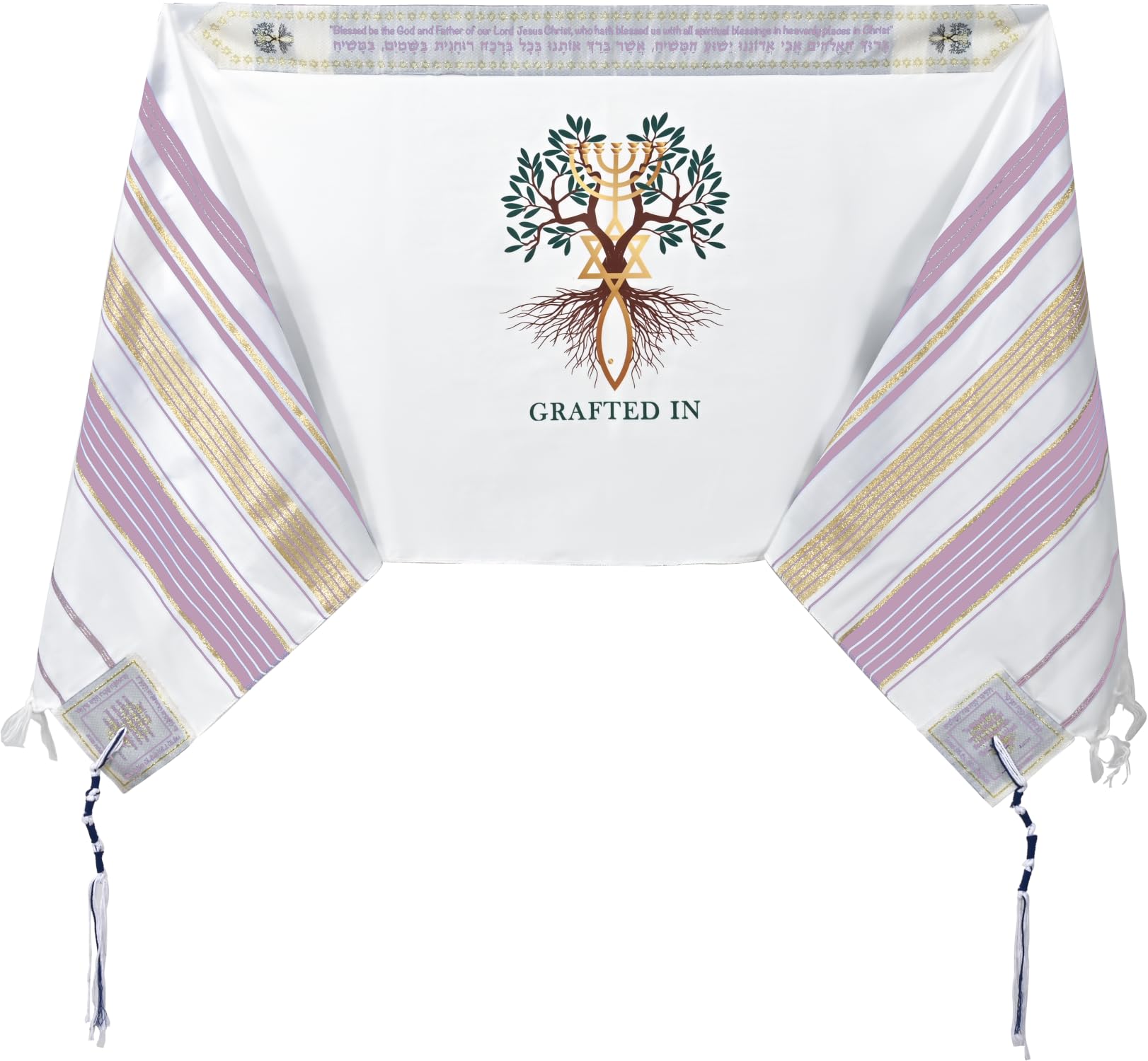 Holy Land Market Grafted IN - Messianic Christian Prayer Shawl/Tallit Prayer - Picture 10 of 27