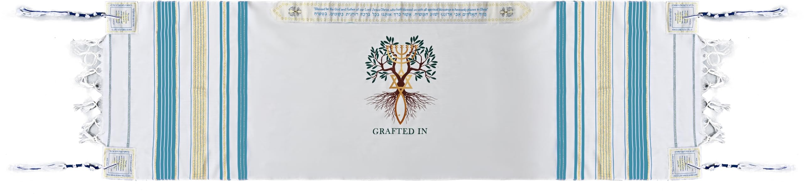 Holy Land Market Grafted IN - Messianic Christian Prayer Shawl/Tallit Prayer - Picture 27 of 27