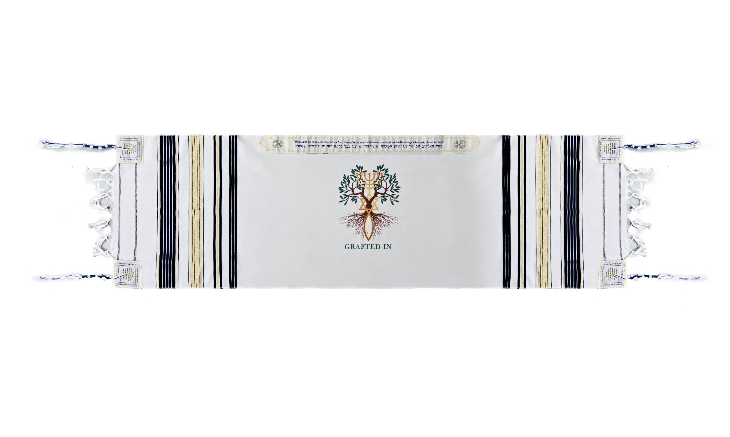 Holy Land Market Grafted IN - Messianic Christian Prayer Shawl/Tallit Prayer - Picture 7 of 27
